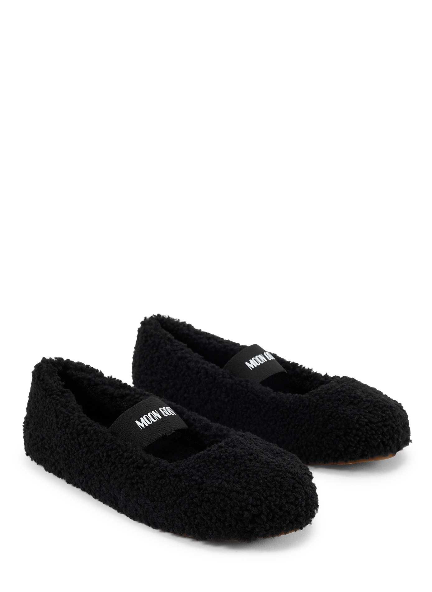 Fuzzy-effect leather ballet flats | Black MOON BOOT Women