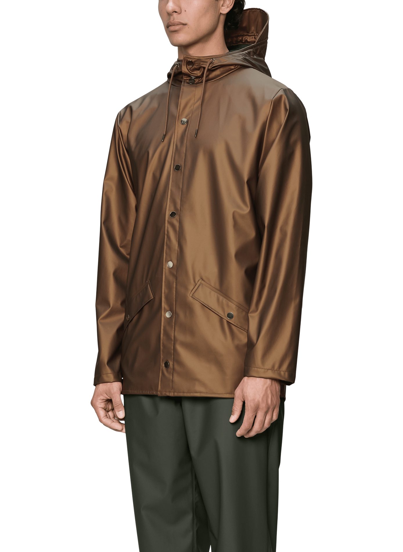 Hooded straight raincoat | Brown RAINS Men