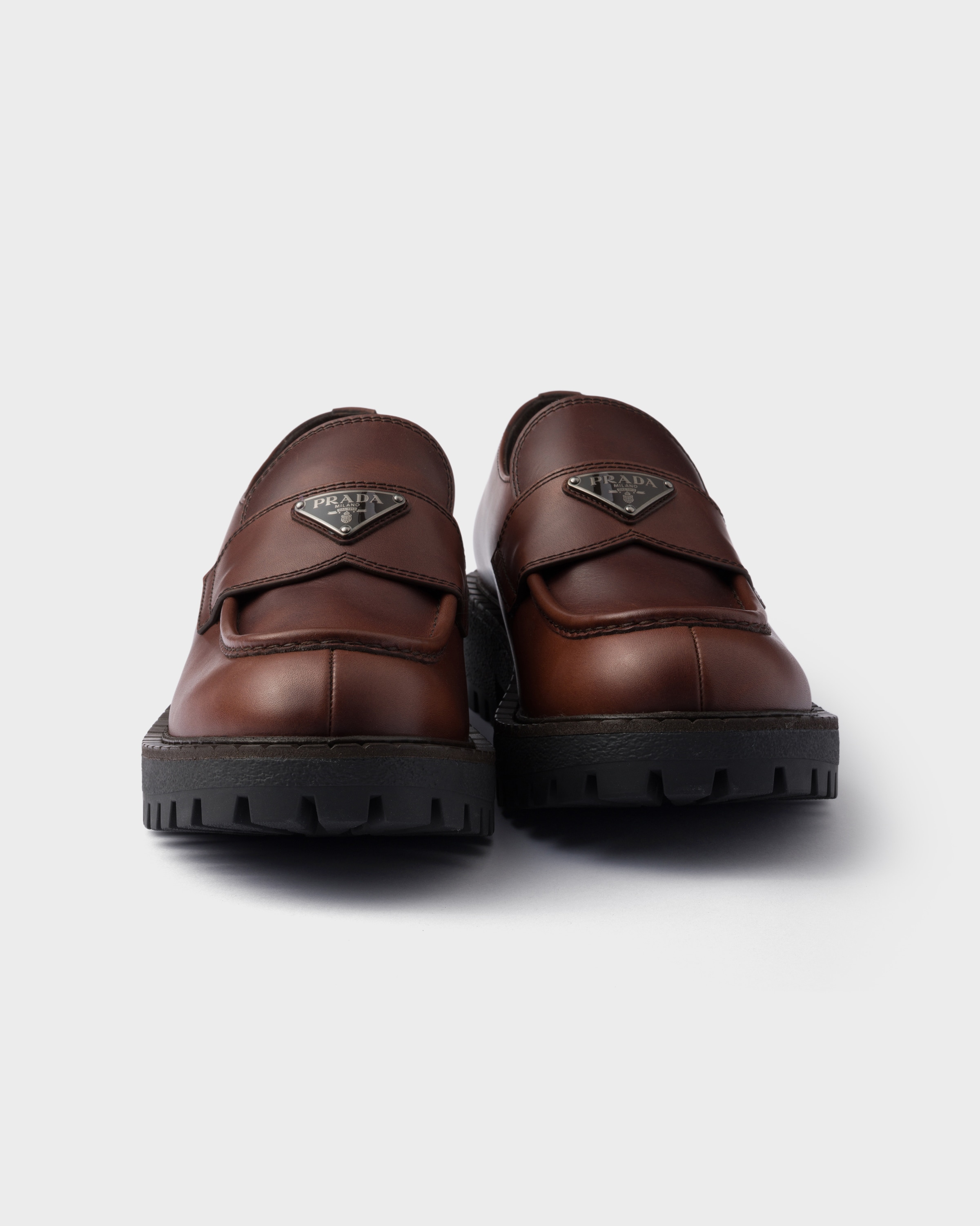 Mocassins en cuir PRADA Marron