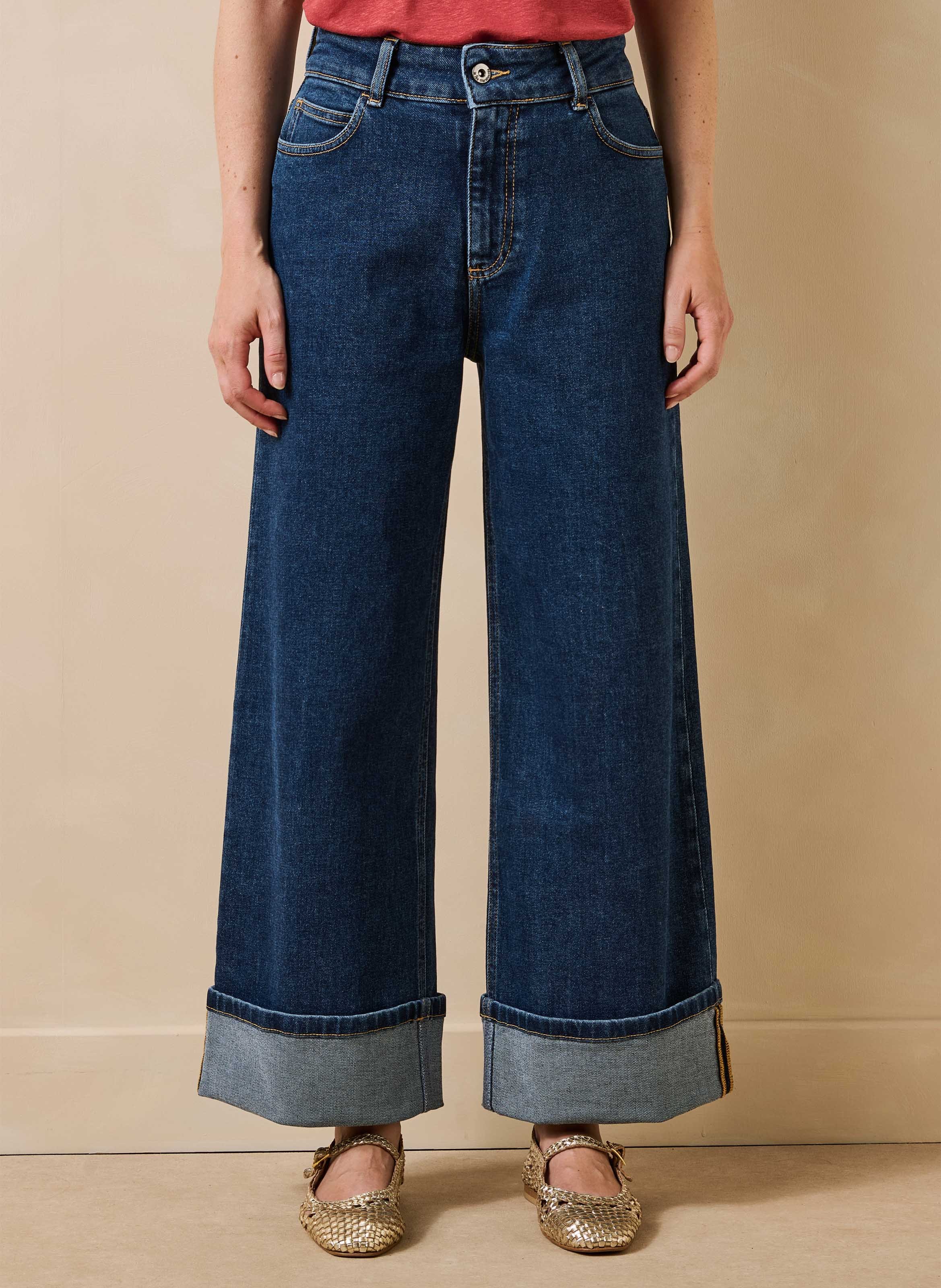 Wijde jeans van een mix met biologisch katoen LA FEE MARABOUTEE Blauw
