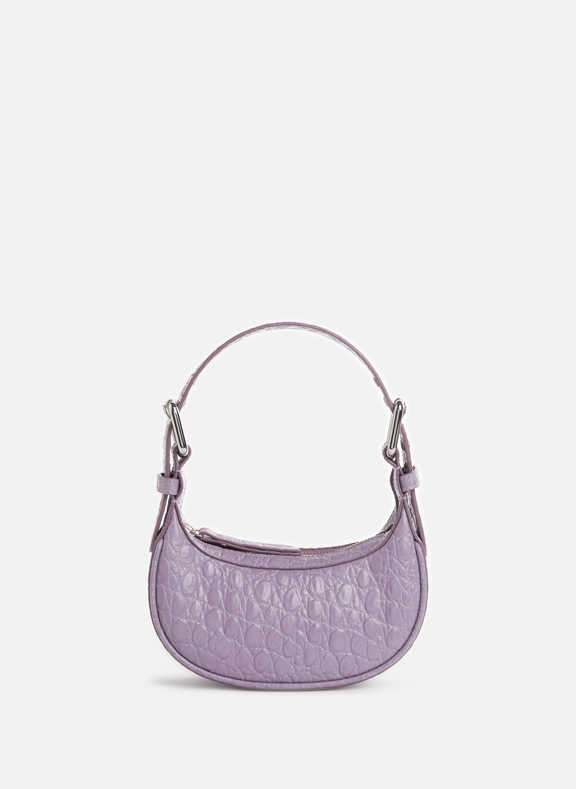 BY FAR Soho mini embossed leather bag Purple