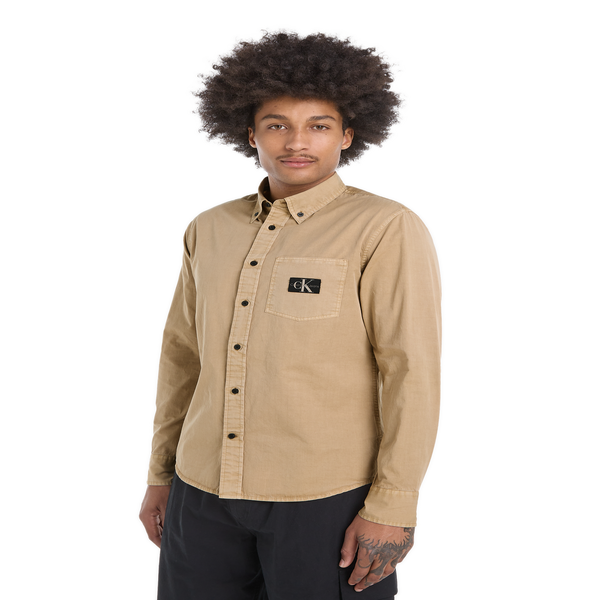 Calvin Klein Long-sleeve Cotton Shirt In Neutral