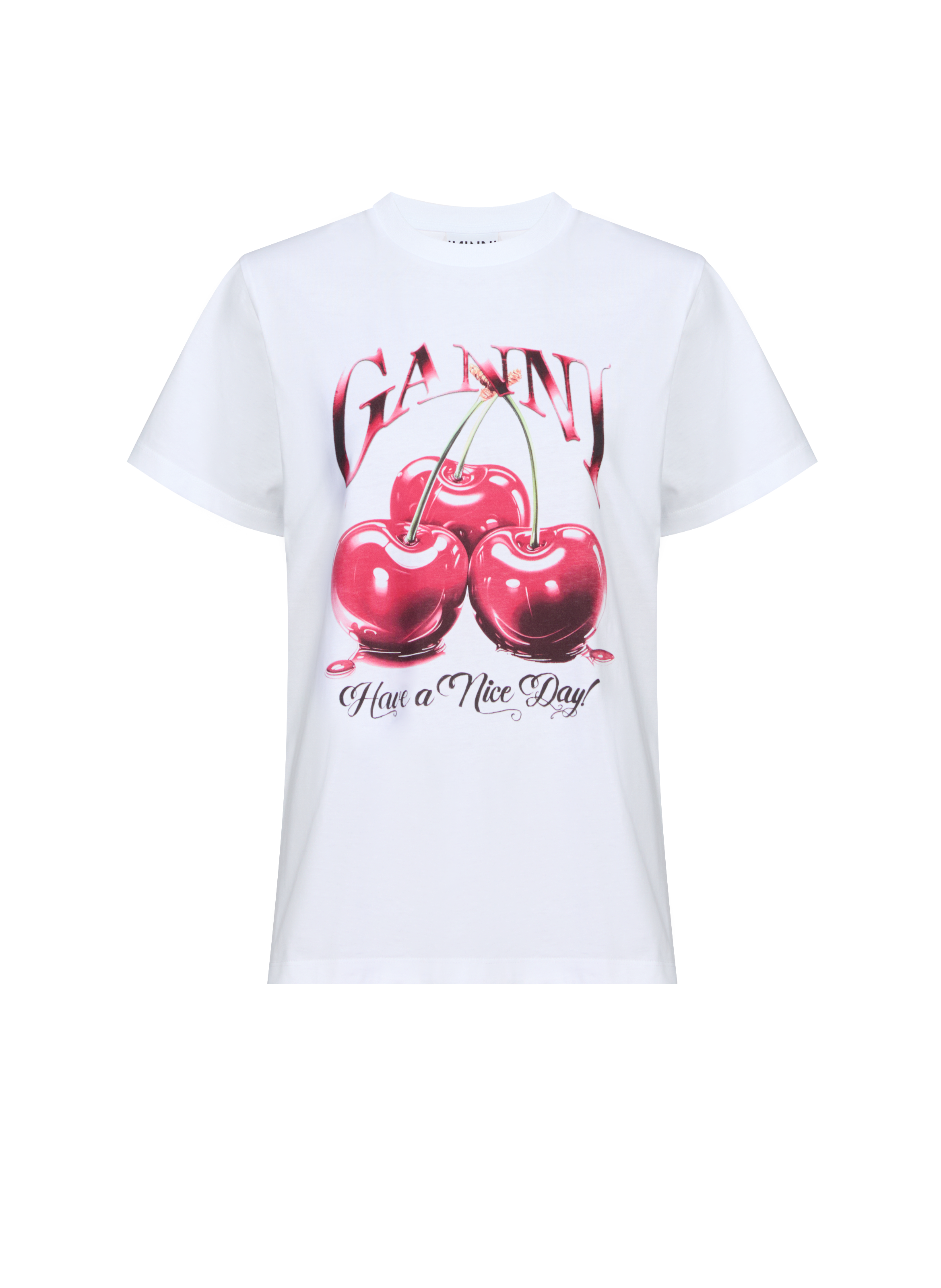 Ganni White Cherry Graphic T-shirt