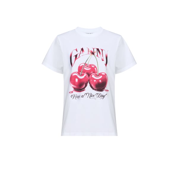 Ganni White Cherry Graphic T-shirt