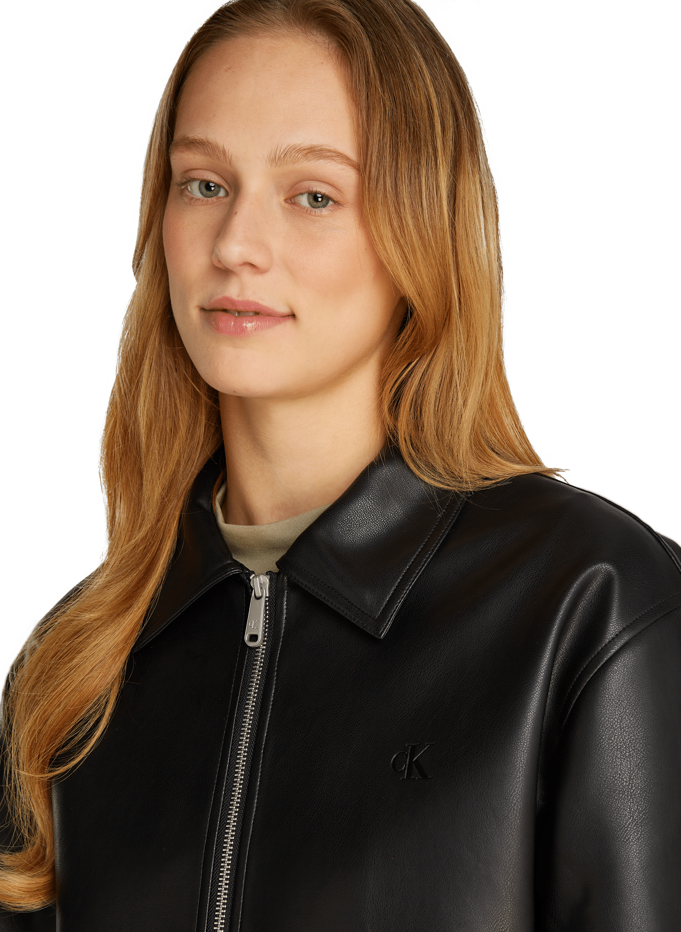 Veste en faux cuir zippée CALVIN KLEIN Noir