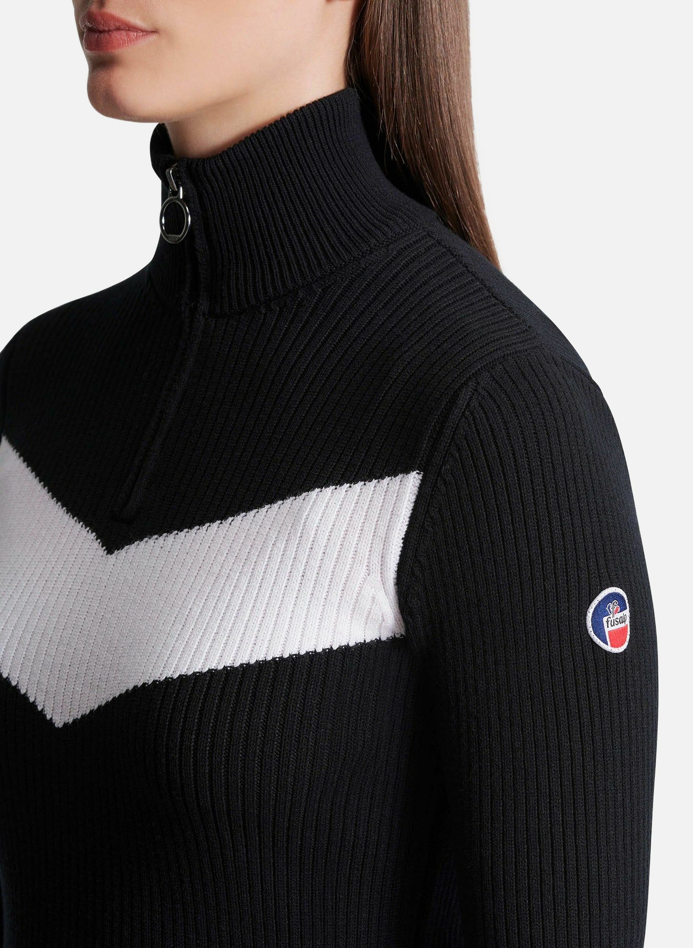 Pull andromede col montant coupe ajustée FUSALP Noir