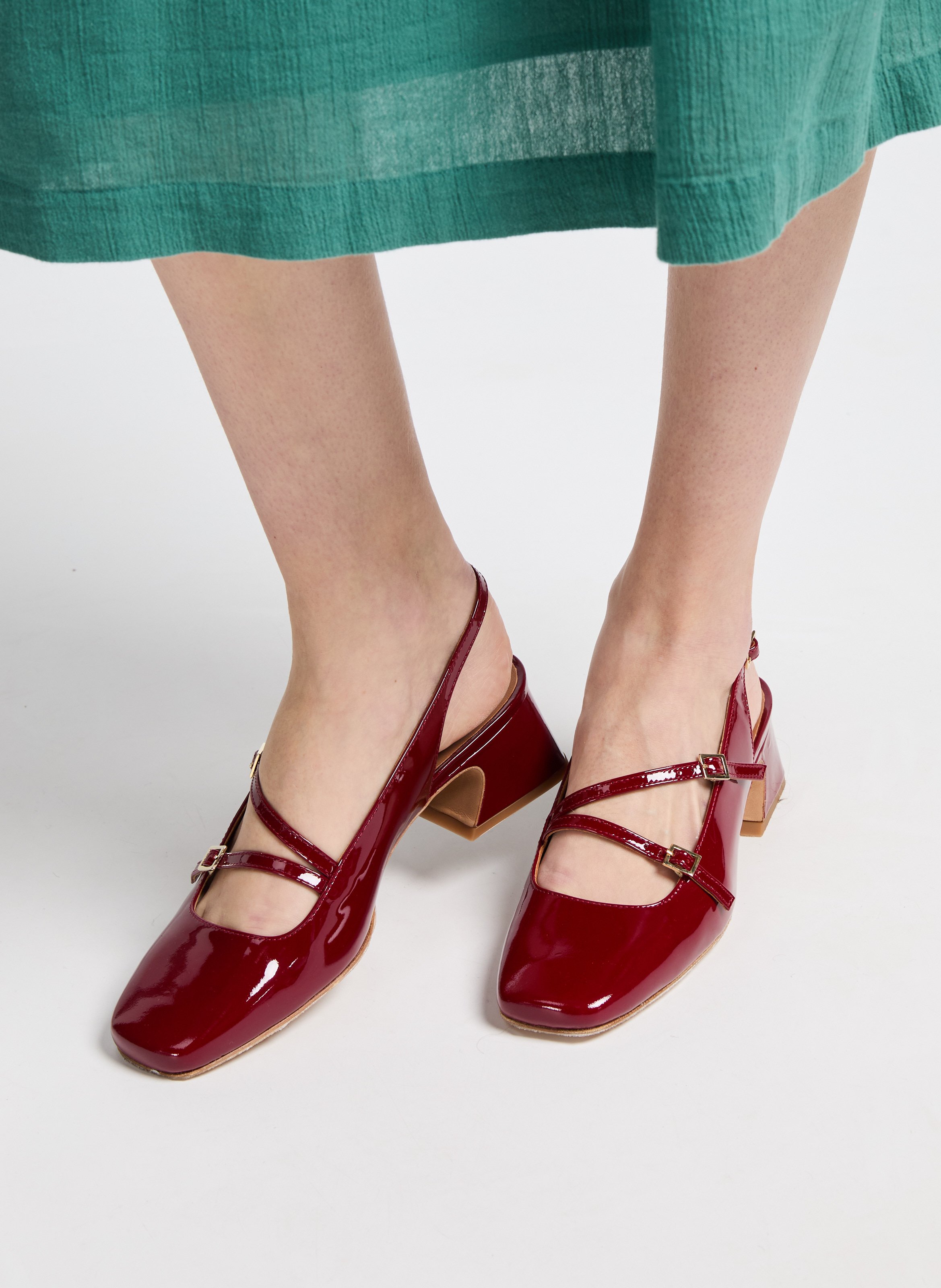 Sling-back Becca en cuir BOBBIES Rouge