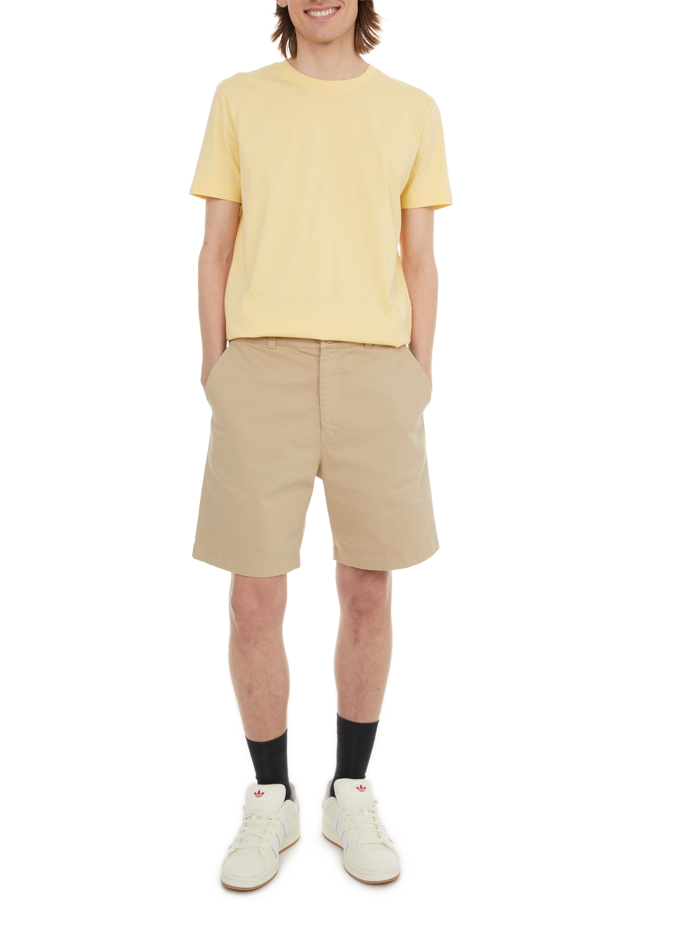 T-shirt col rond en coton organique Jaune