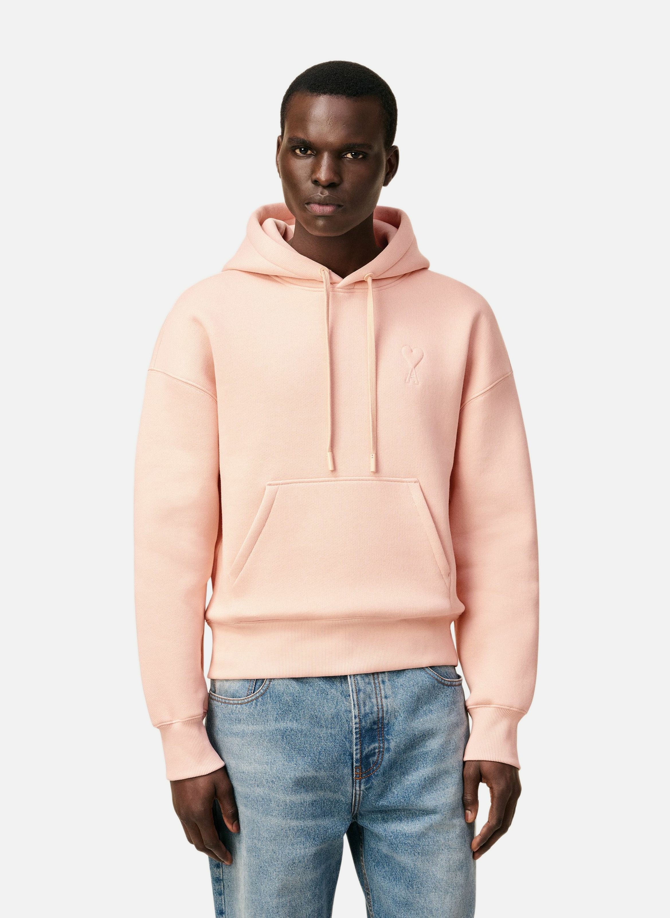 Hoodie ami de coeur embossé unisexe en coton AMI PARIS Rose