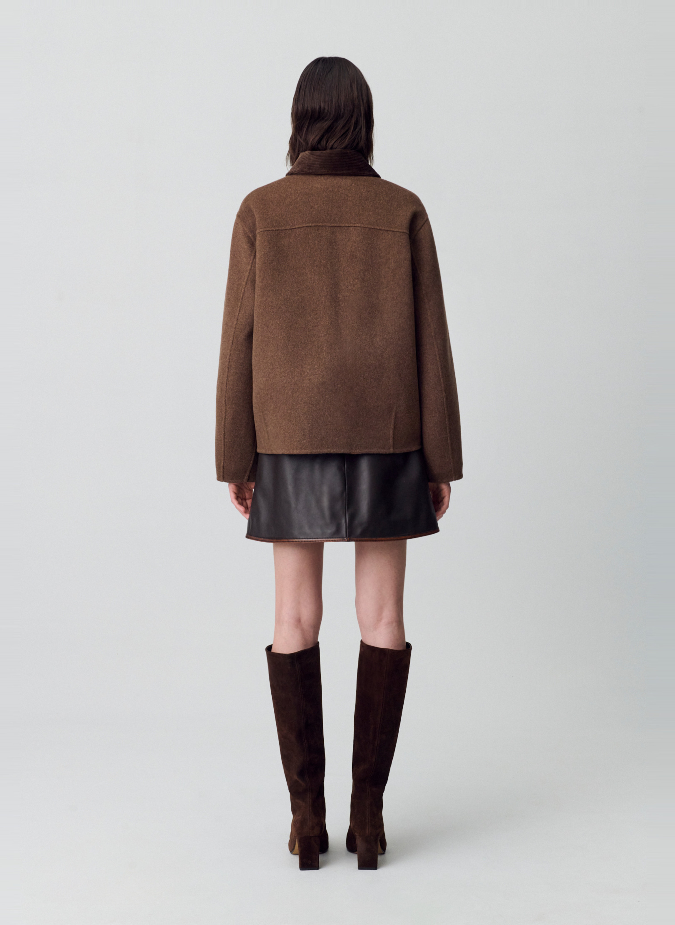 Manteau col chemise en laine mélangée gwenna CLAUDIE PIERLOT Marron