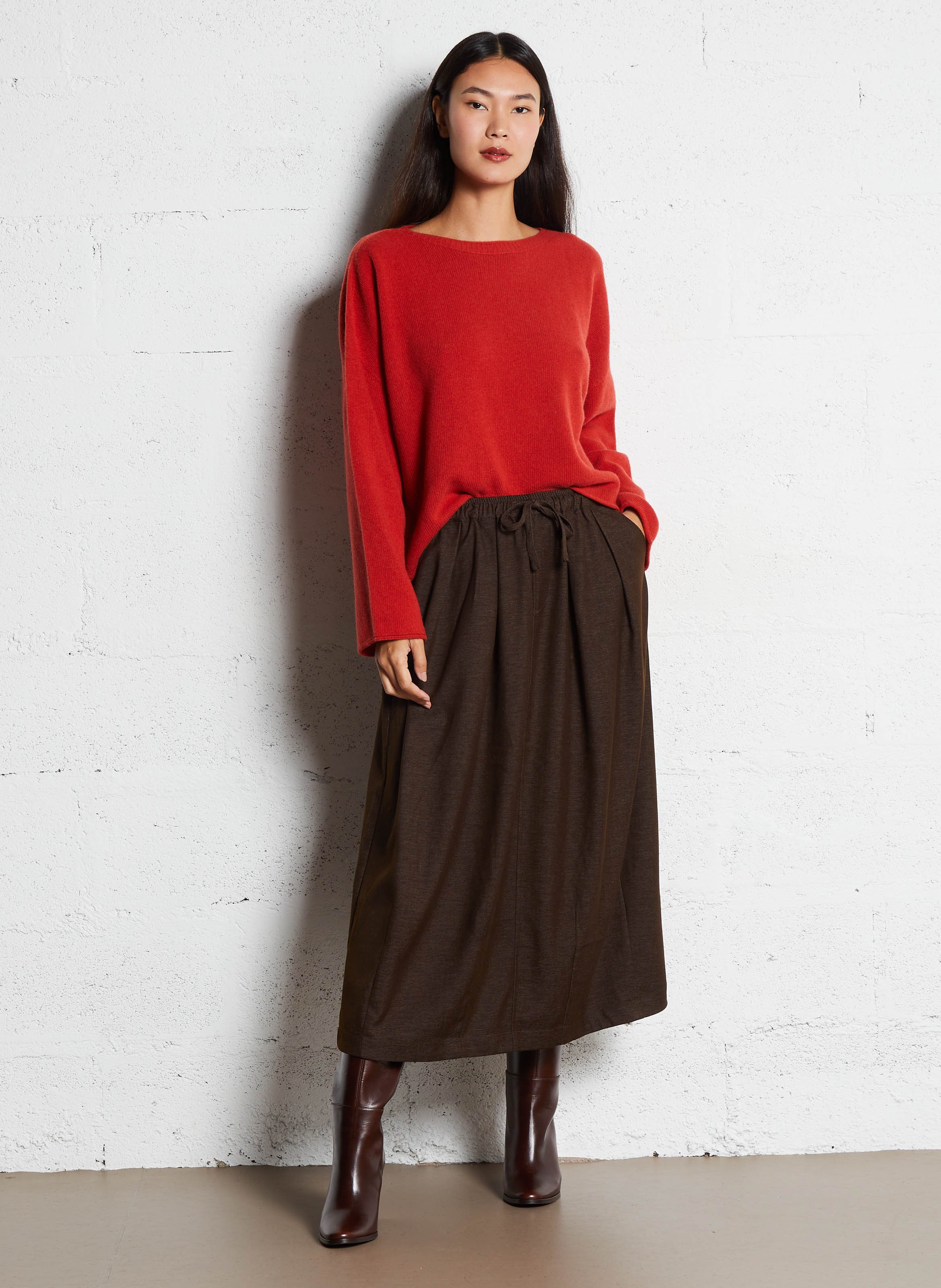 Bottes à talons en cuir n°832 RIVECOUR Marron