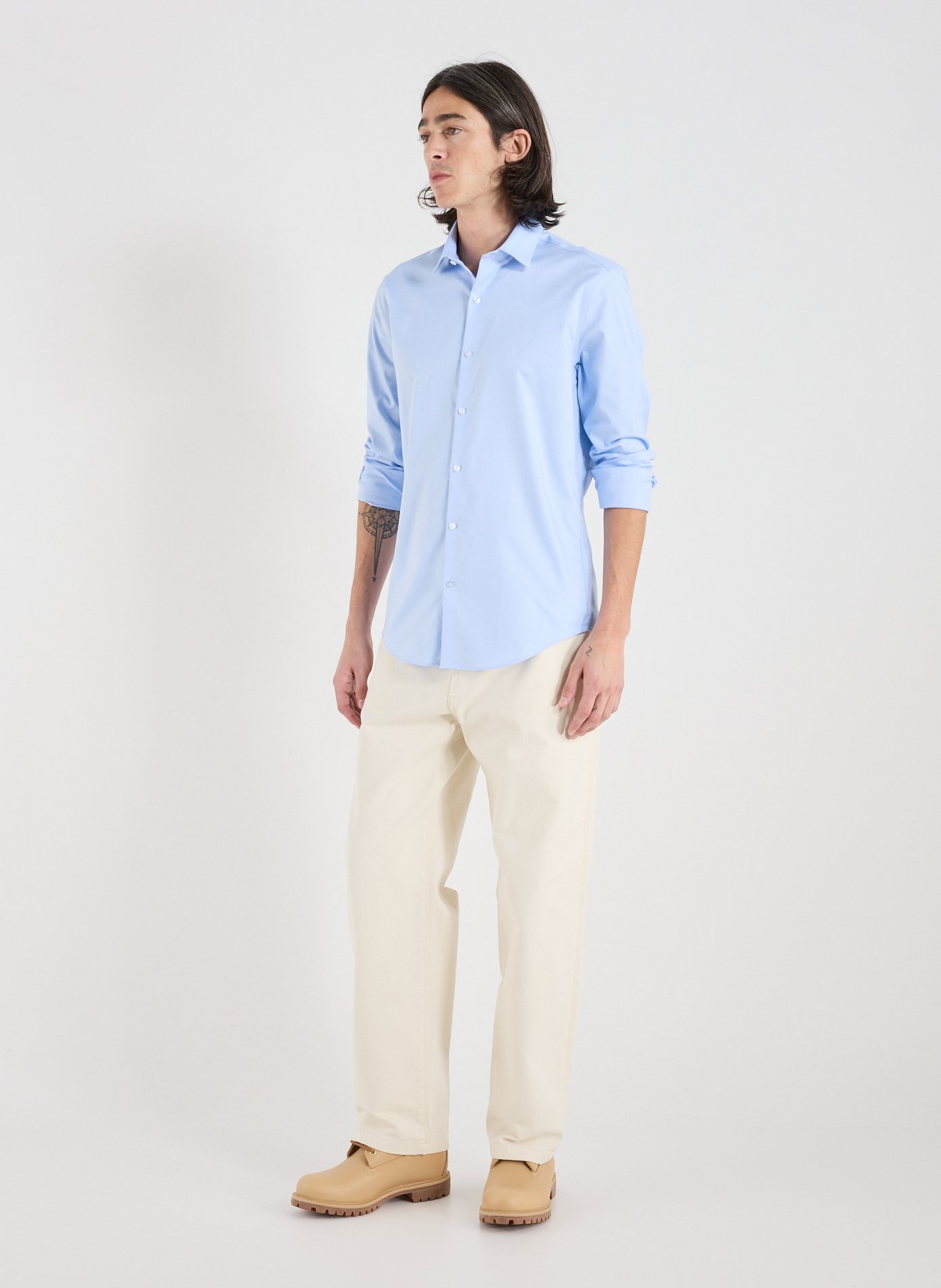Slim cotton-blend shirt CALVIN KLEIN Blue