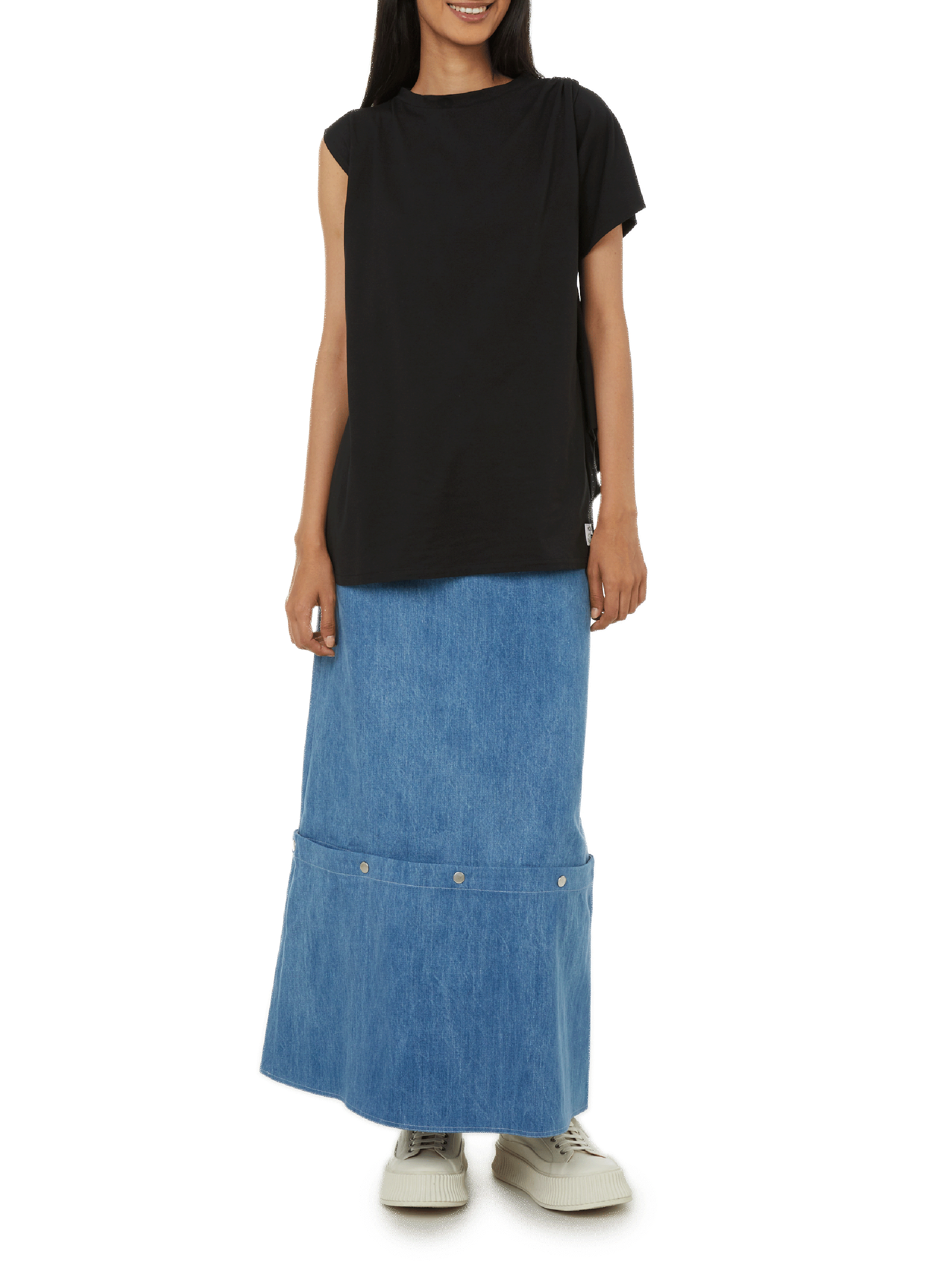 T-shirt asymétrique en coton MOSSI Noir