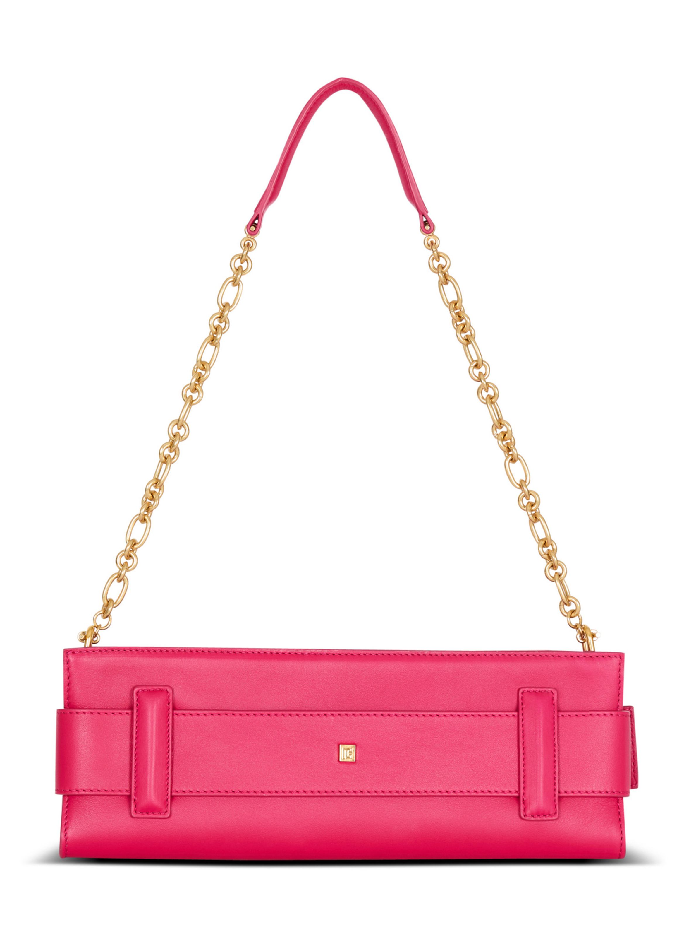 Pochette anthem en cuir de veau BALMAIN Rose