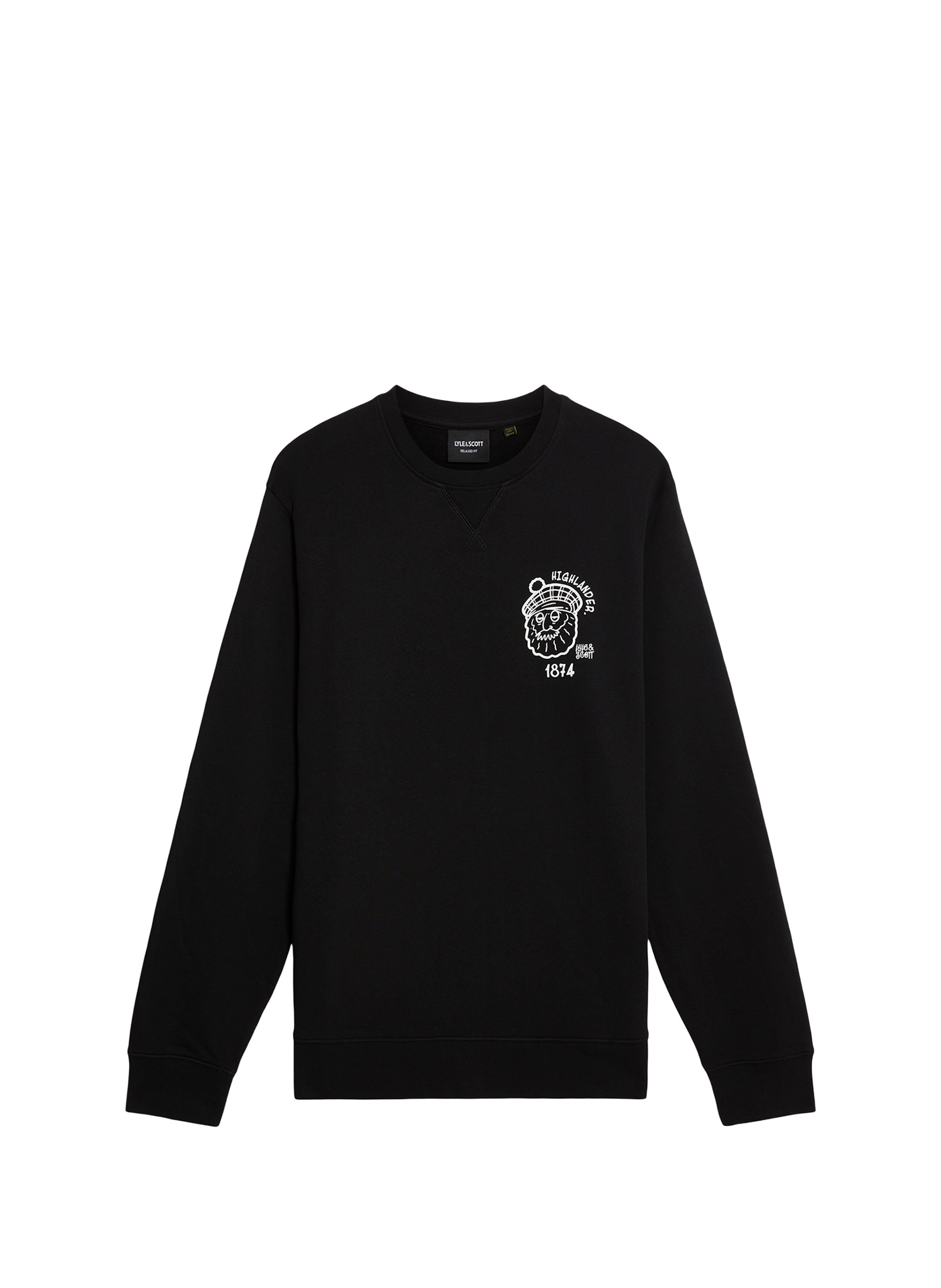 Sweat imprimé à col rond en coton LYLE & SCOTT Noir