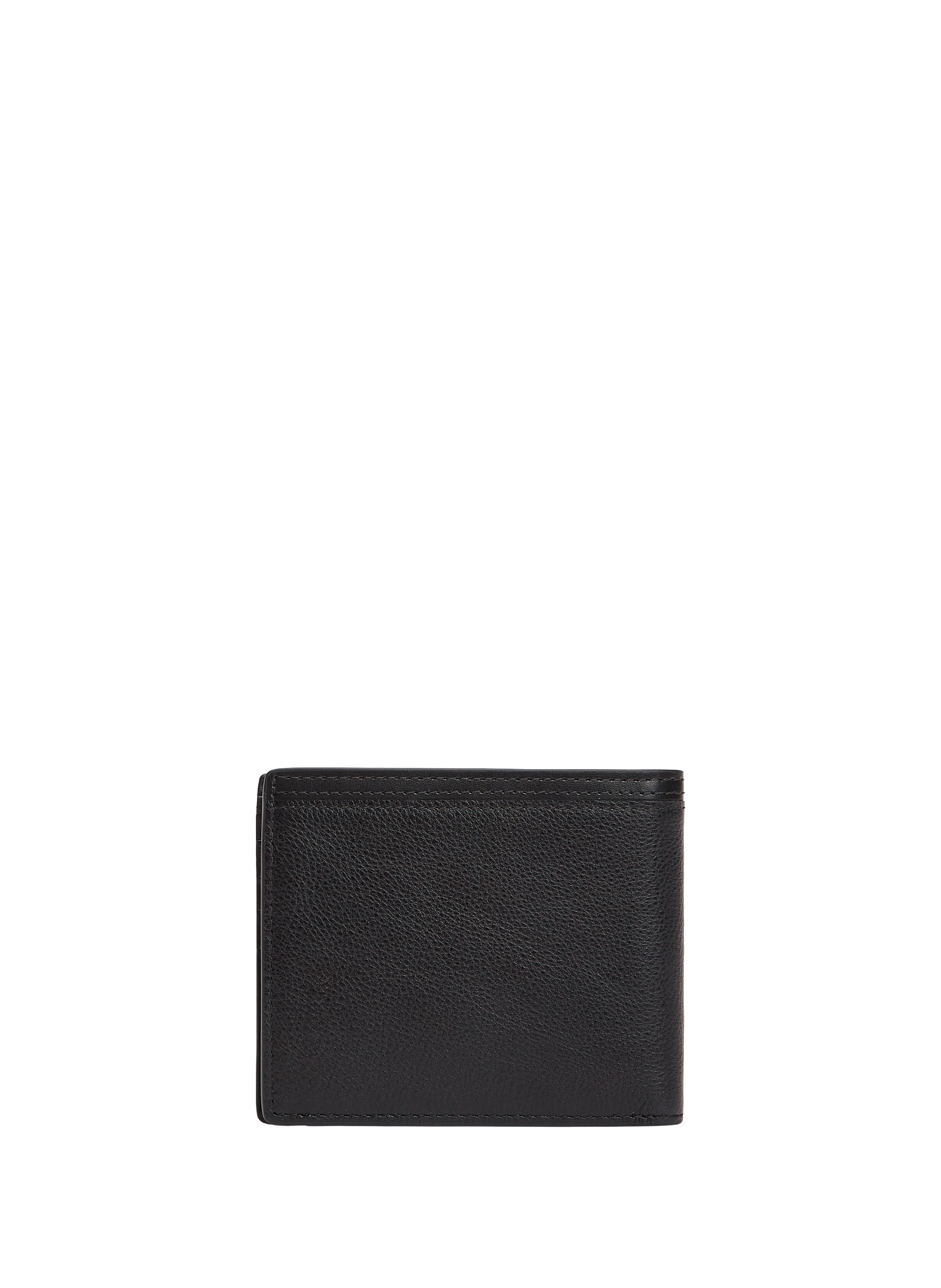 Portefeuille à logo en cuir de vache TOMMY HILFIGER Noir