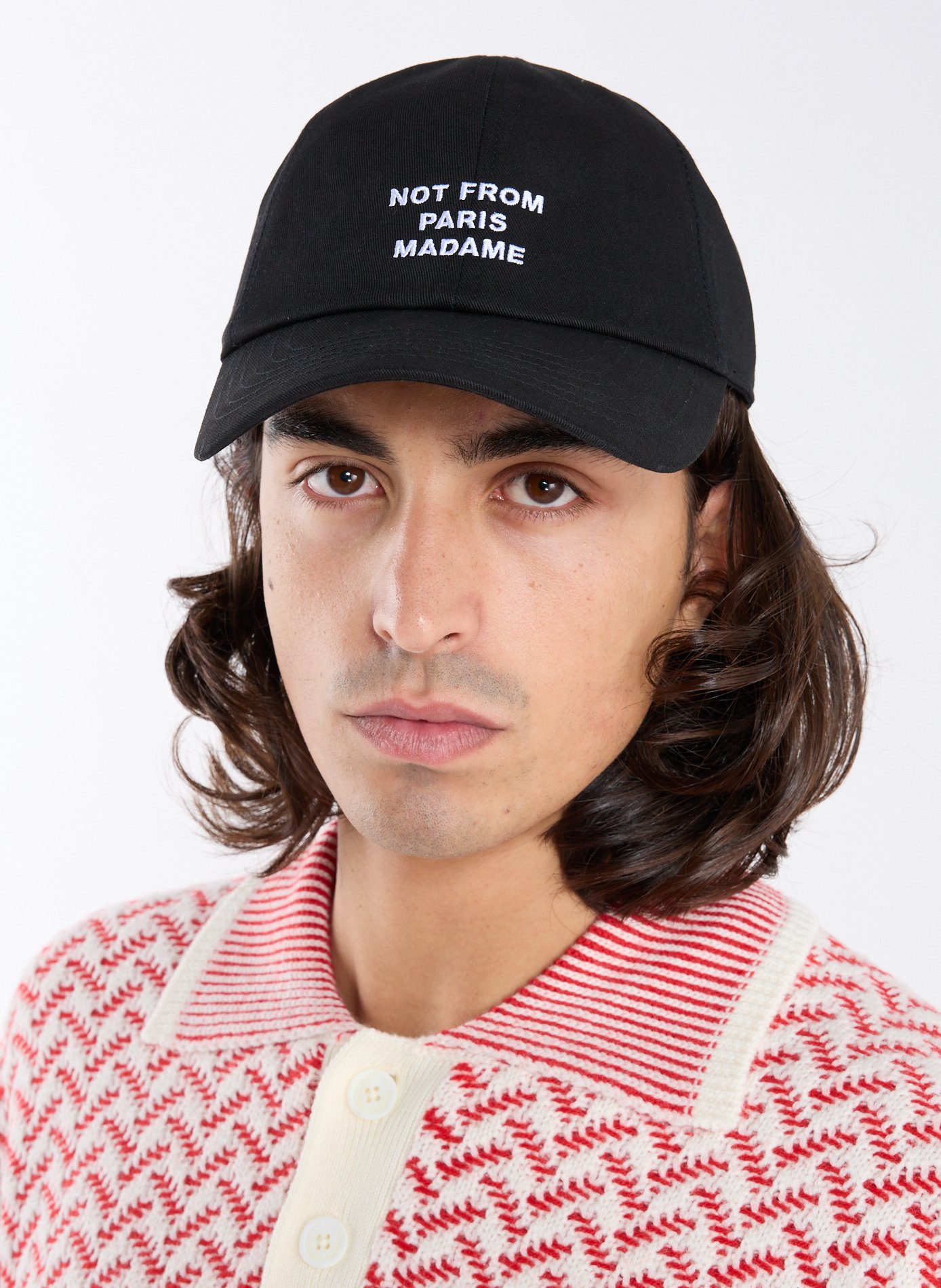 Embroidered Slogan Cap DROLE DE MONSIEUR Black