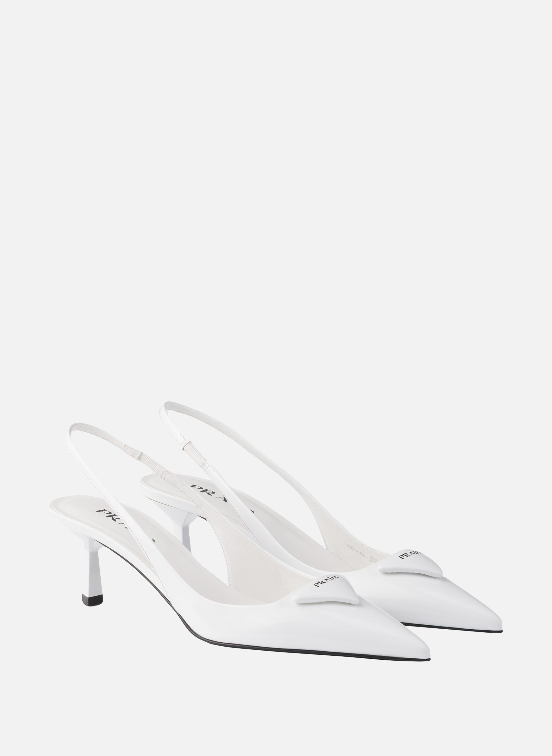 Escarpins à bride arrière en cuir verni PRADA Blanc
