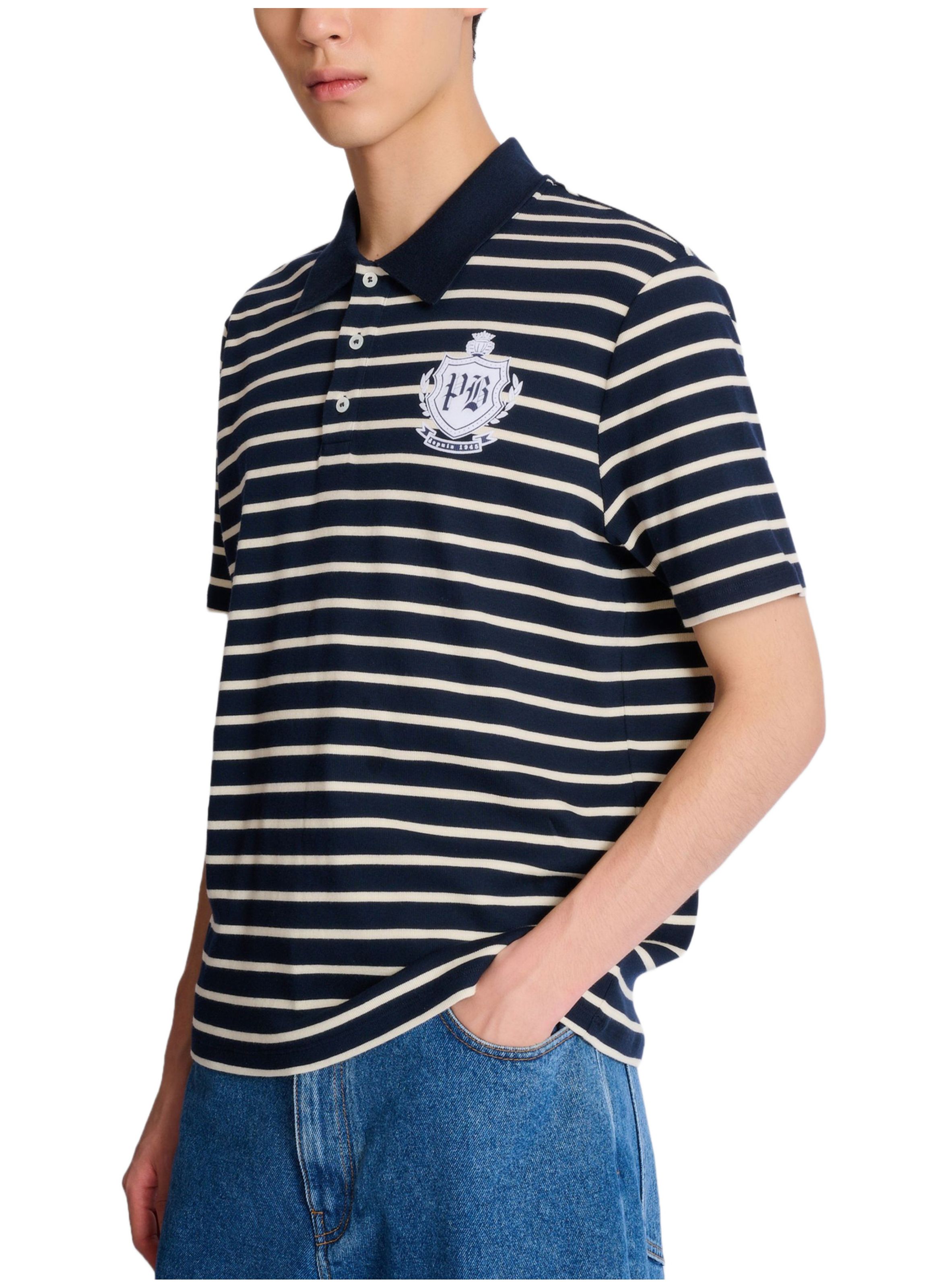Polo marinière college emblem BALMAIN Bleu