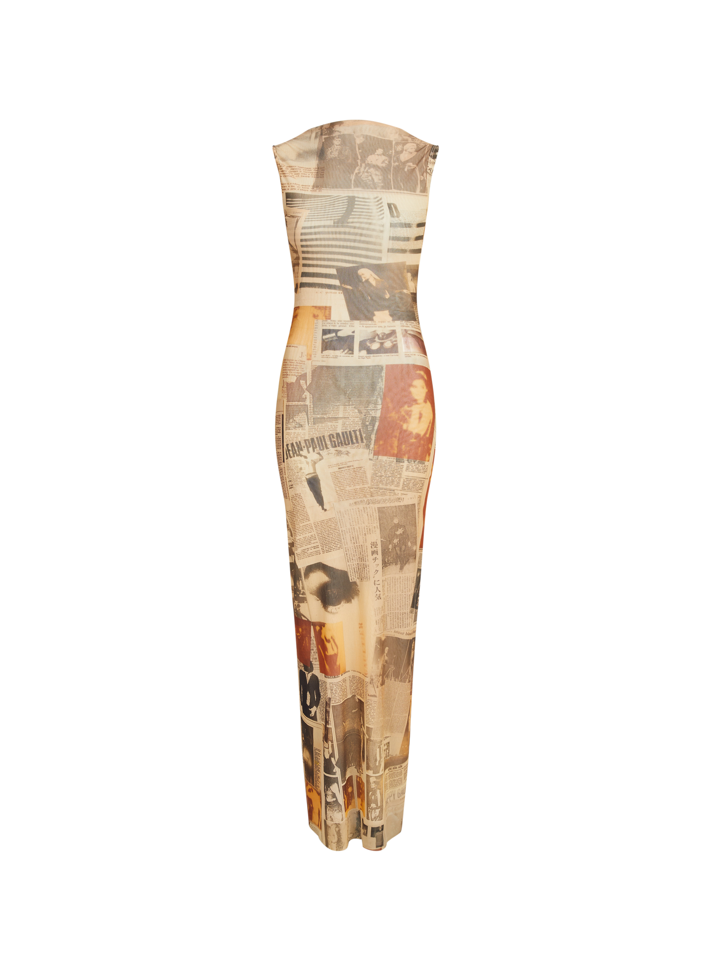 Fitted long dress with newspaper print JEAN PAUL GAULTIER Multicolour