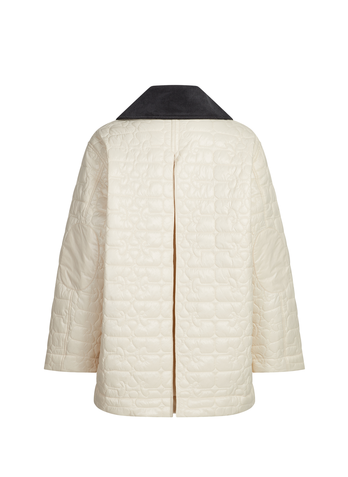 Jacket Padded Shiny Quilt with Contrast Collar GANNI Khaki