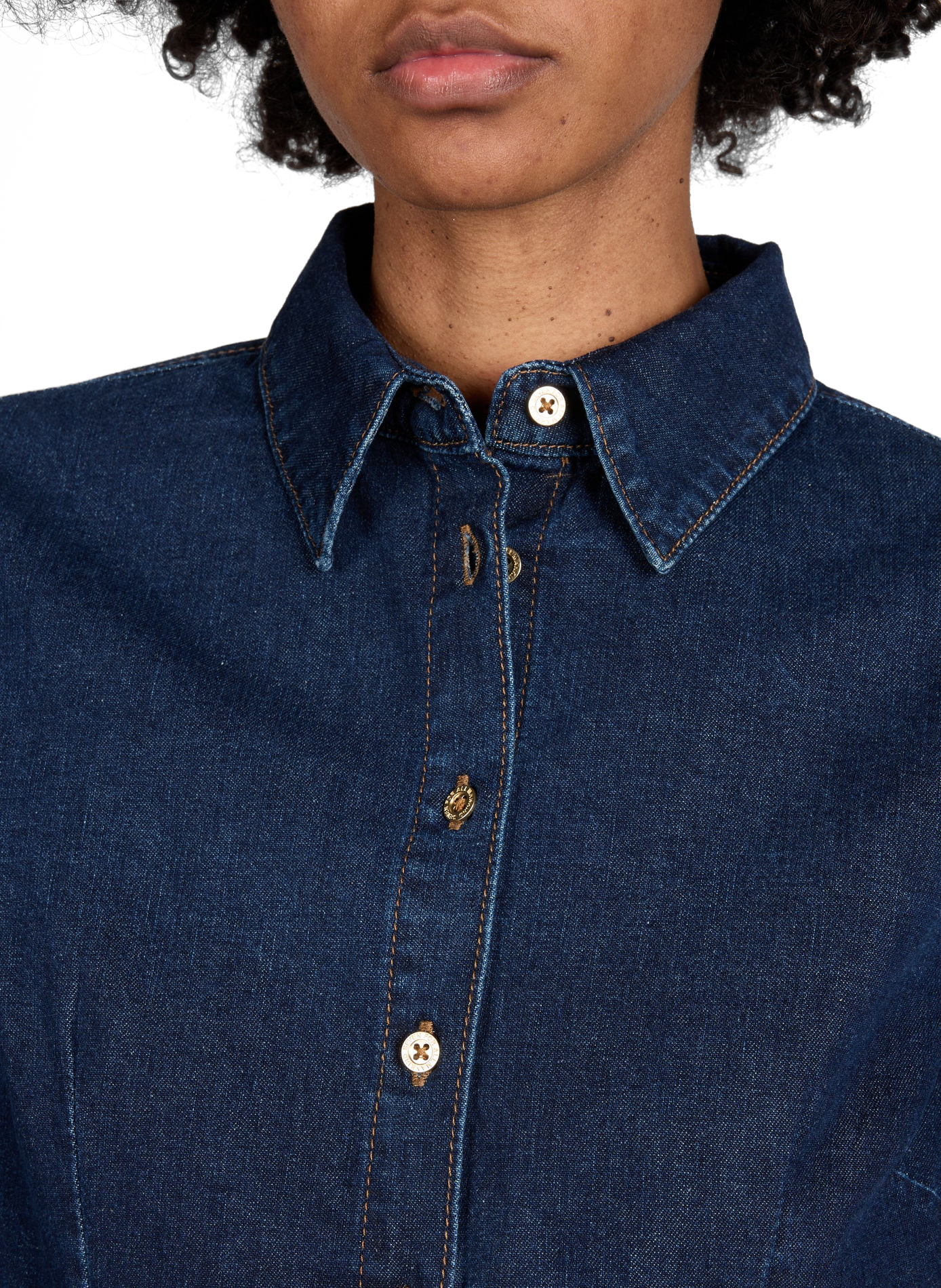 Denim shirt with classic cotton collar 7 FOR ALL MANKIND Blue