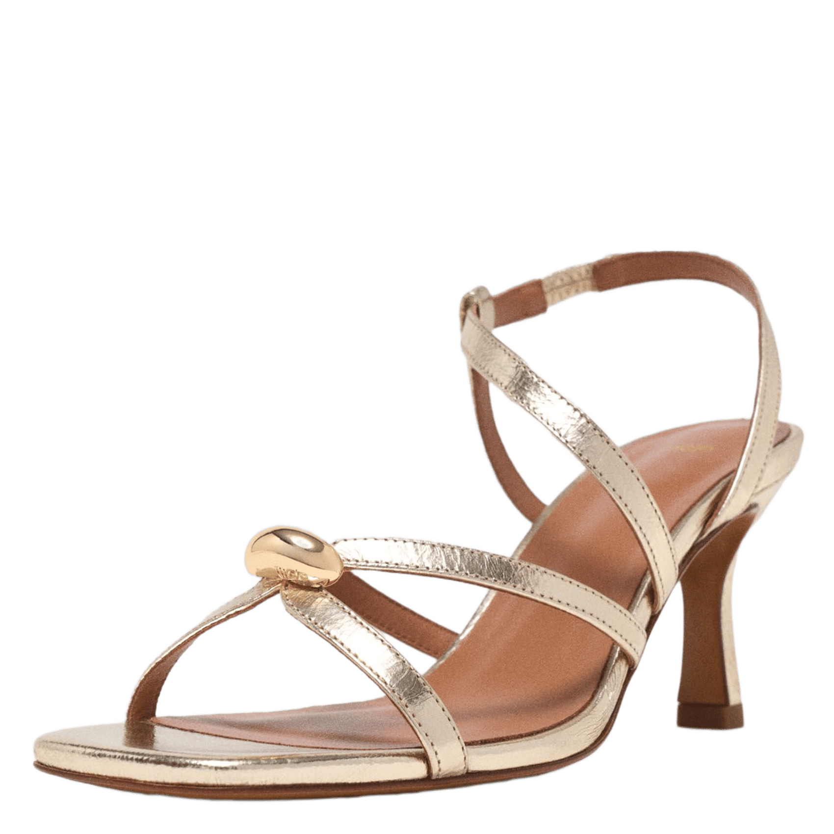 Sandales à talon en cuir métallisé MAJE Doré
