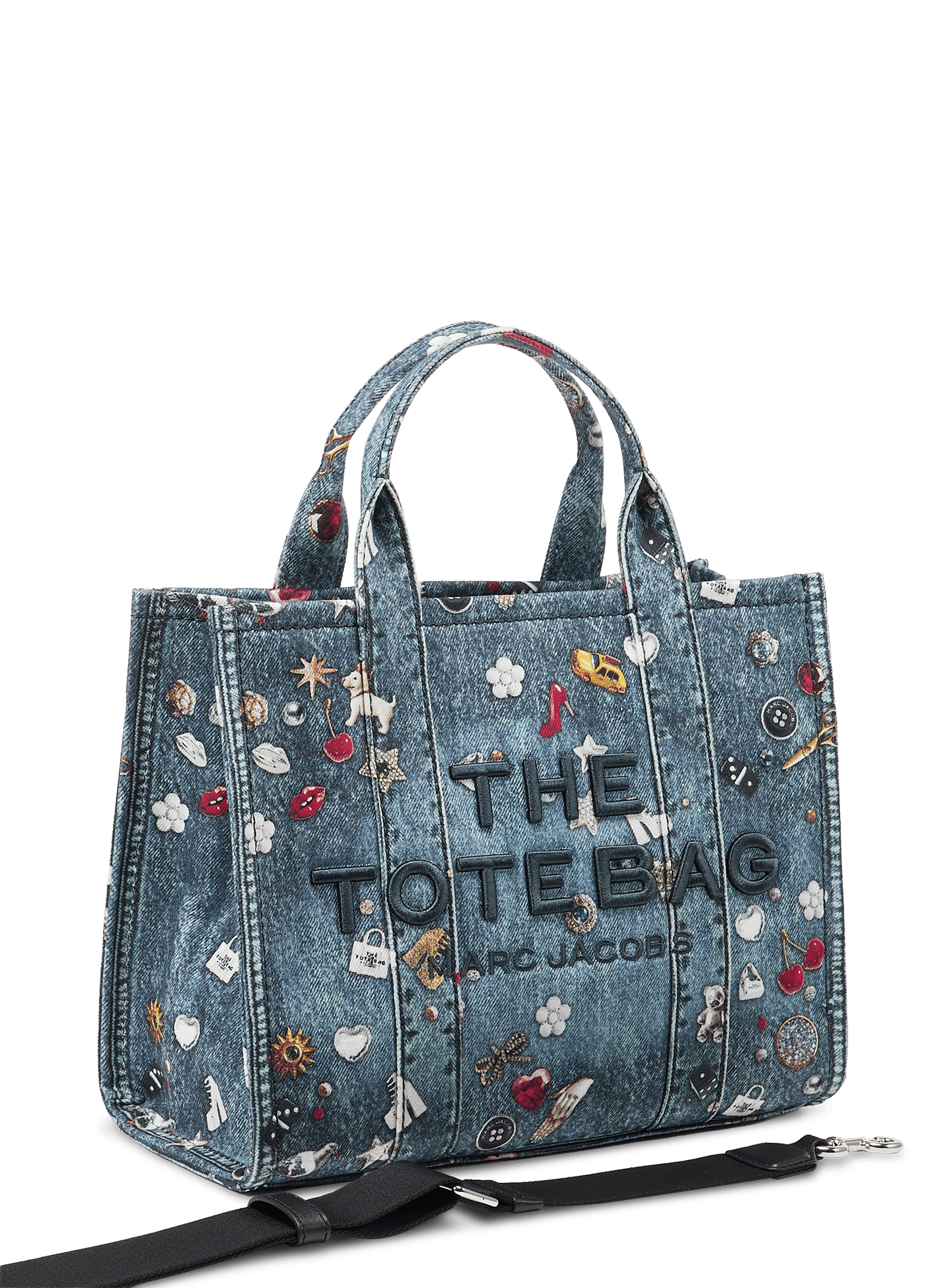 Borsa tote stampata in cotone MARC JACOBS Blu