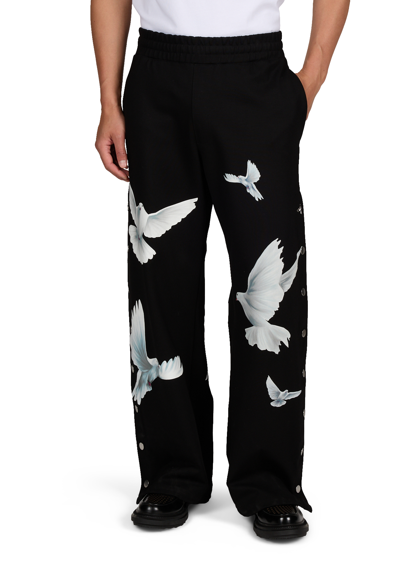 Straight printed pants with buttons 3 PARADIS Black
