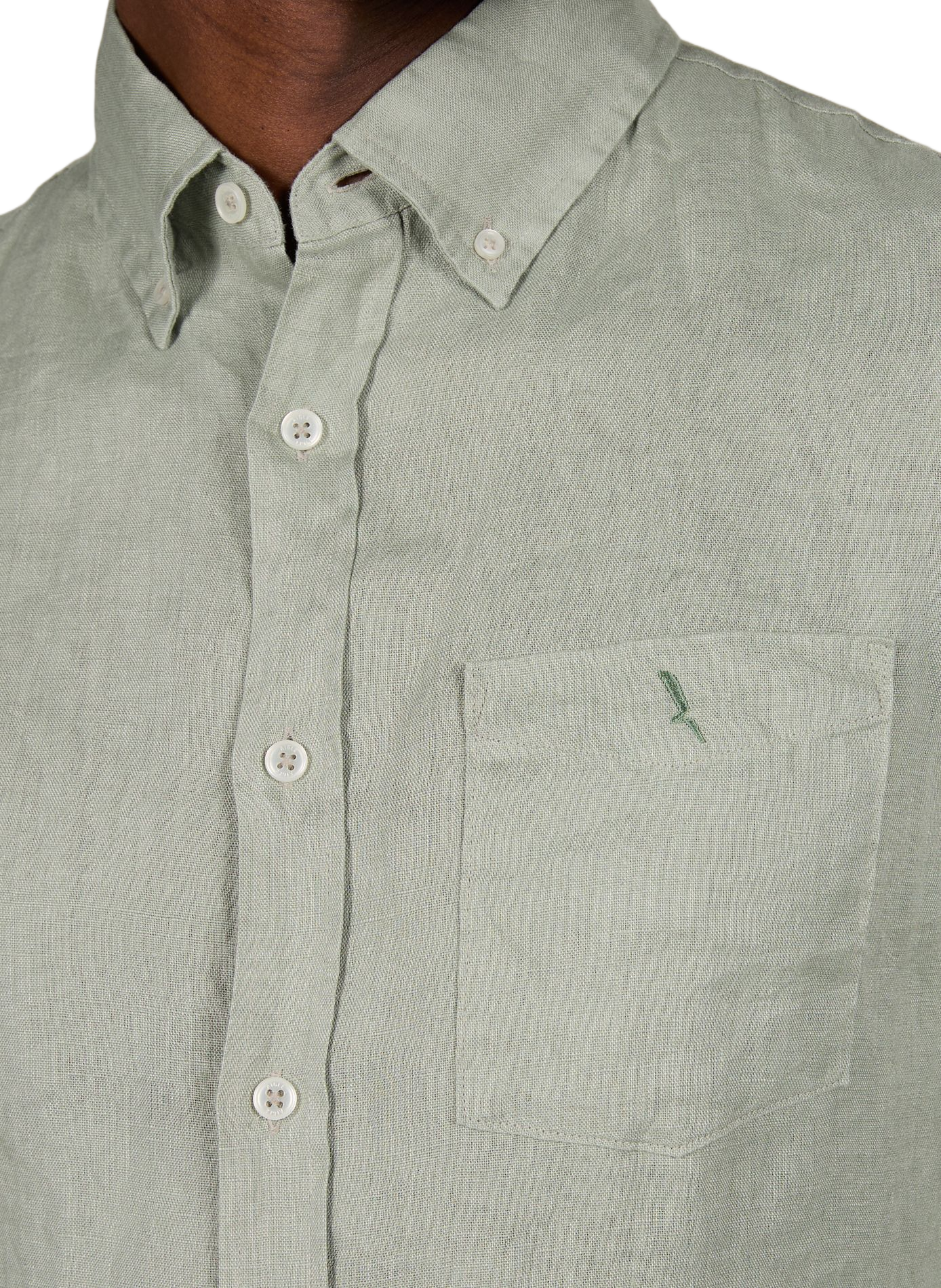 Chemise col américain en lin AIGLE Vert