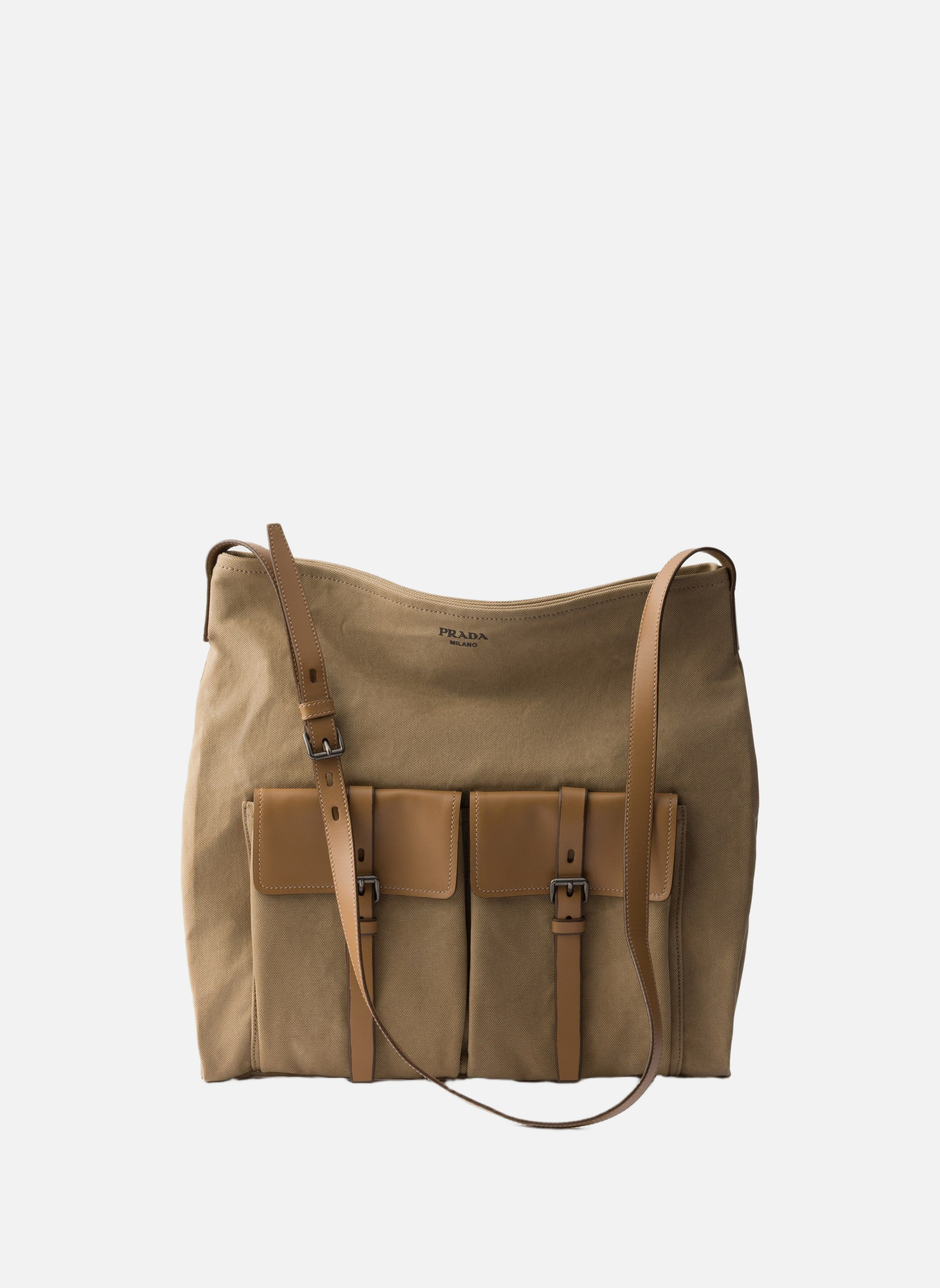 Sac porté épaule prada route en toile et cuir PRADA Beige