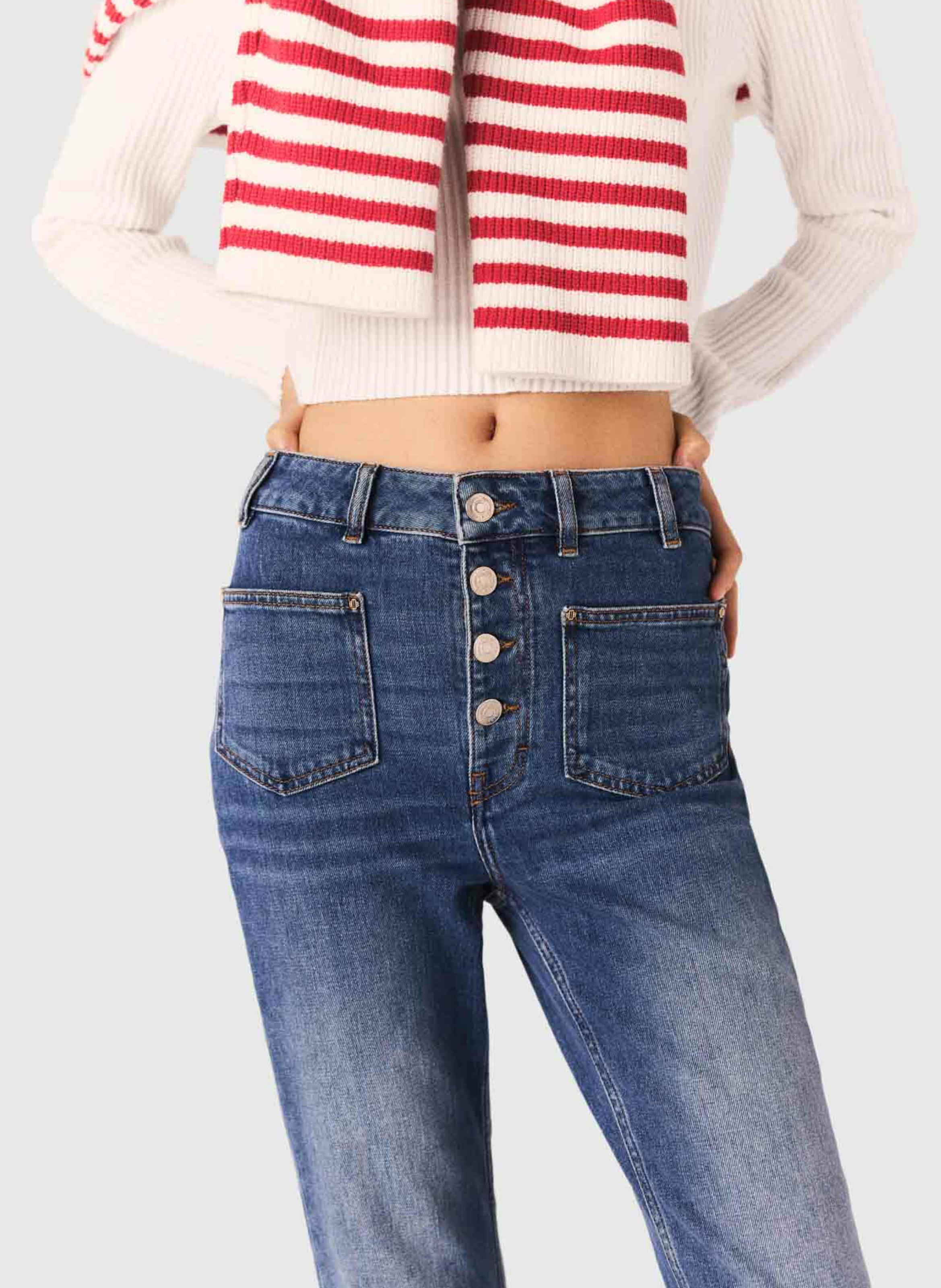 Jean droit en coton mélangé MAJE Bleu