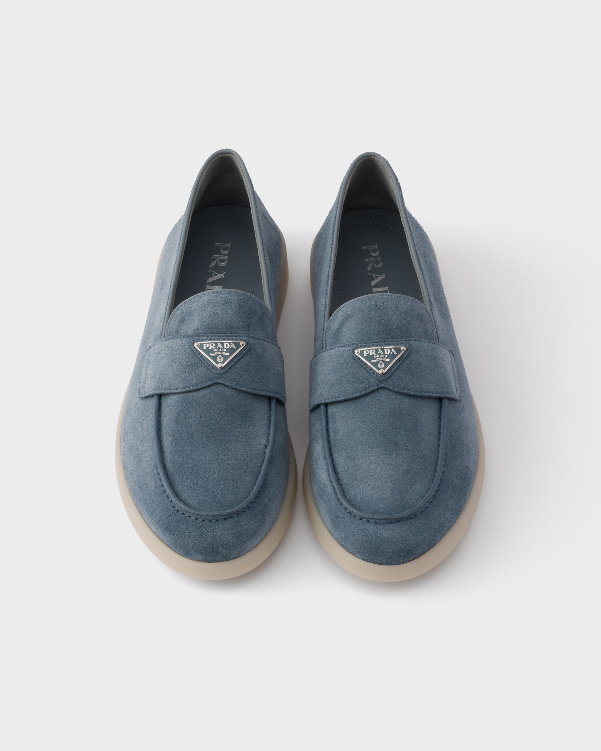 Mocassins en veau velours PRADA Bleu