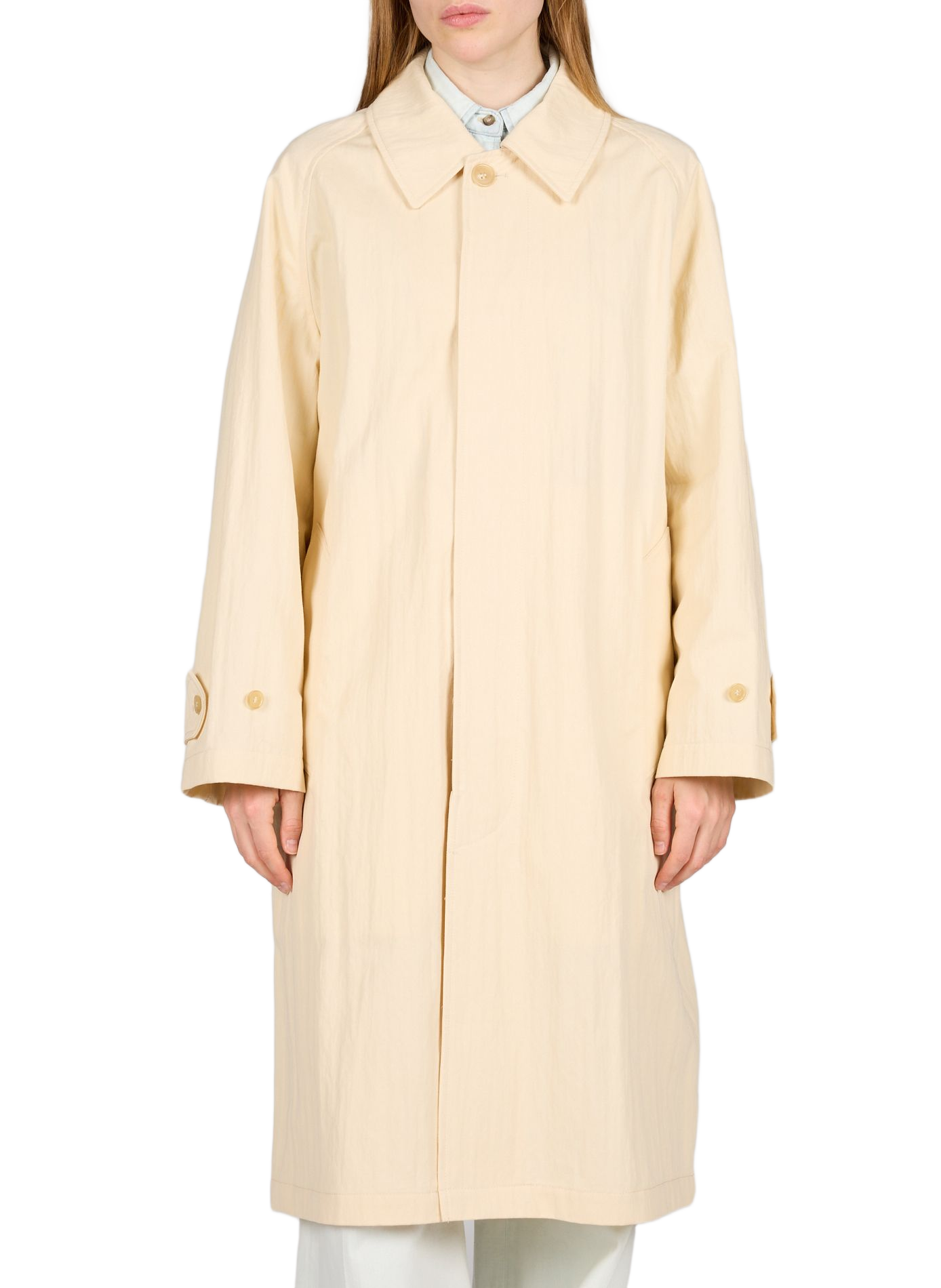 Solid color trench coat with classic collar in blended cotton. A.P.C. Beige