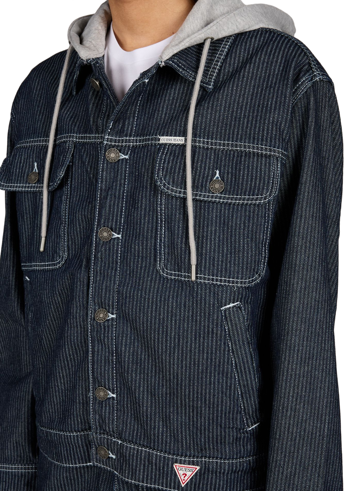 Veste à rayures avec capuche contrastante en coton GUESS Bleu