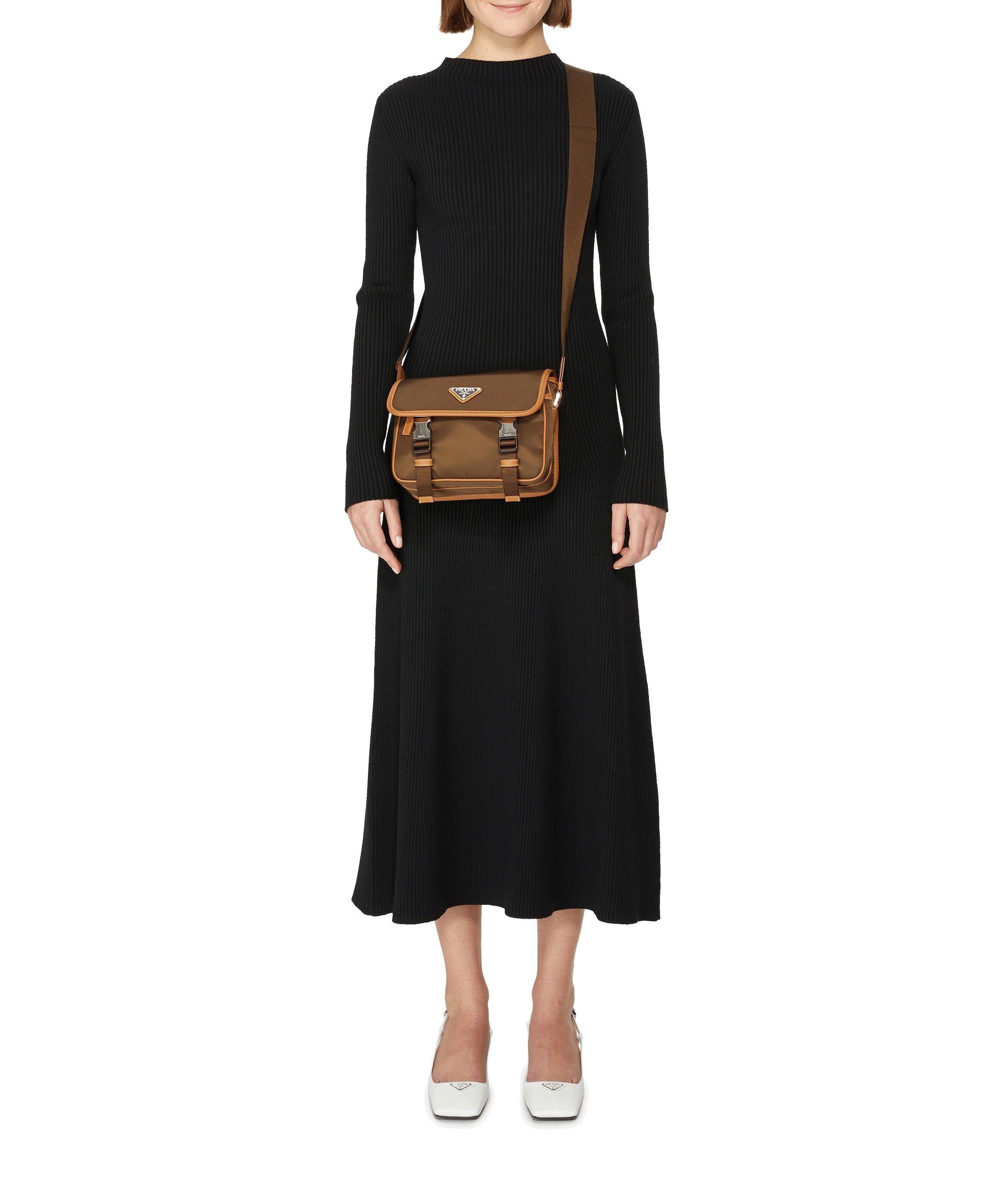 Wool maxi dress PRADA Black