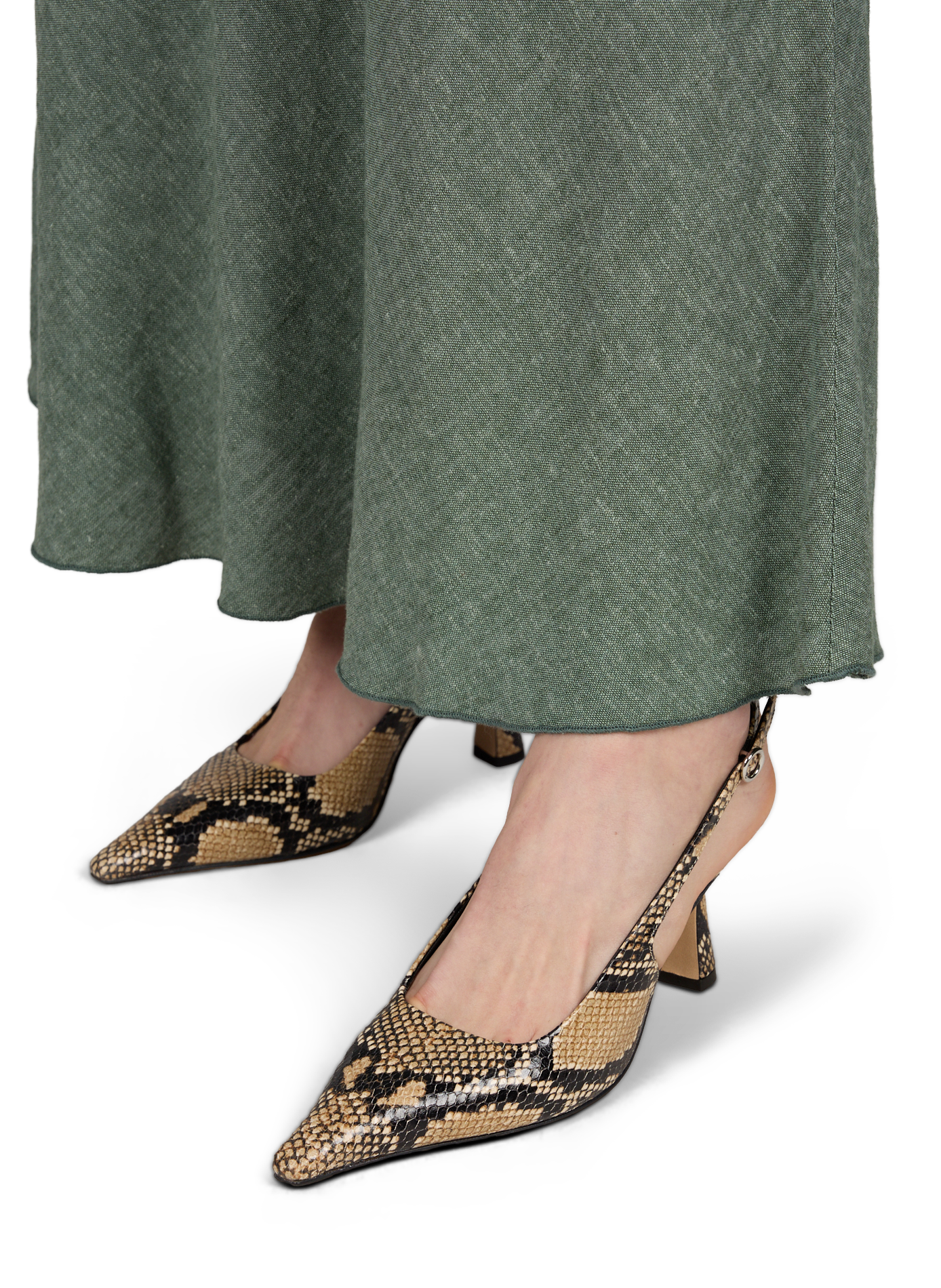 Long skirt Viana Ginia in mixed linen MSCH Green