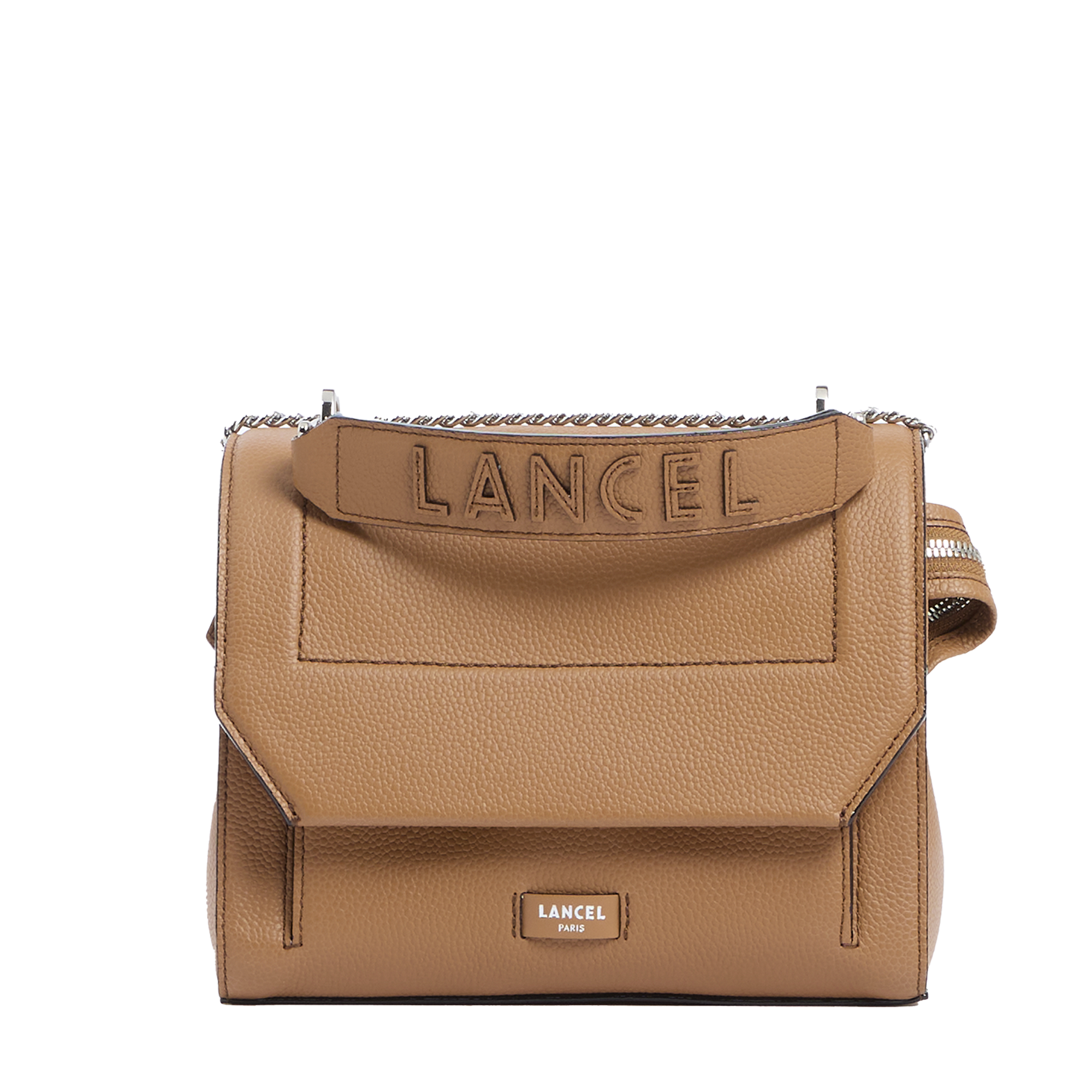 Medium ninon flap bag by lancel in leather  Camel