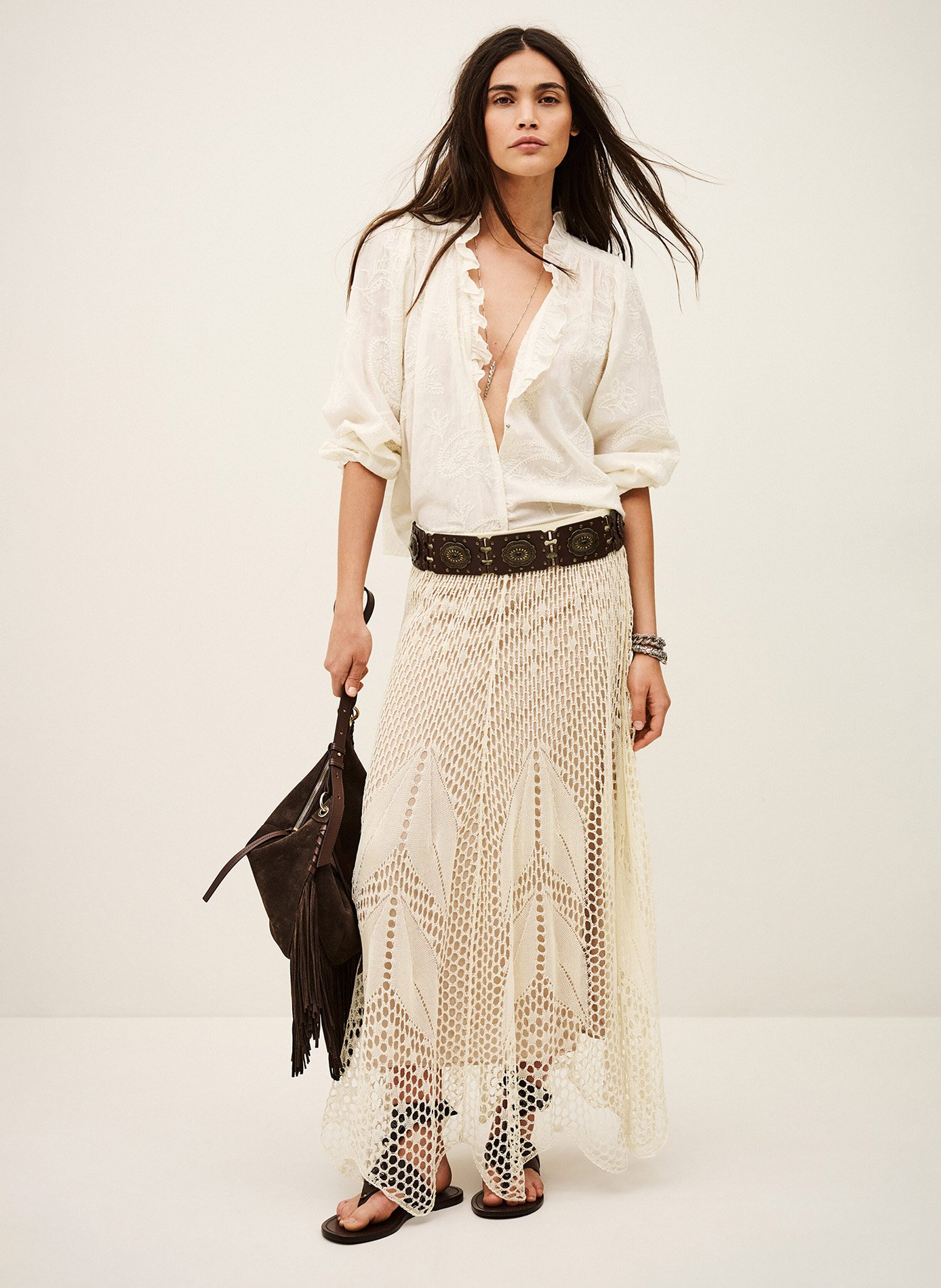 Jupe longue en coton bio ulysse BA&SH Beige