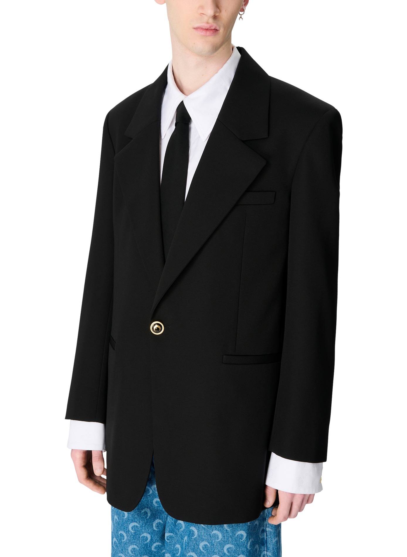 Blazer boxy en sergé de laine vierge unisexe MARINE SERRE Noir