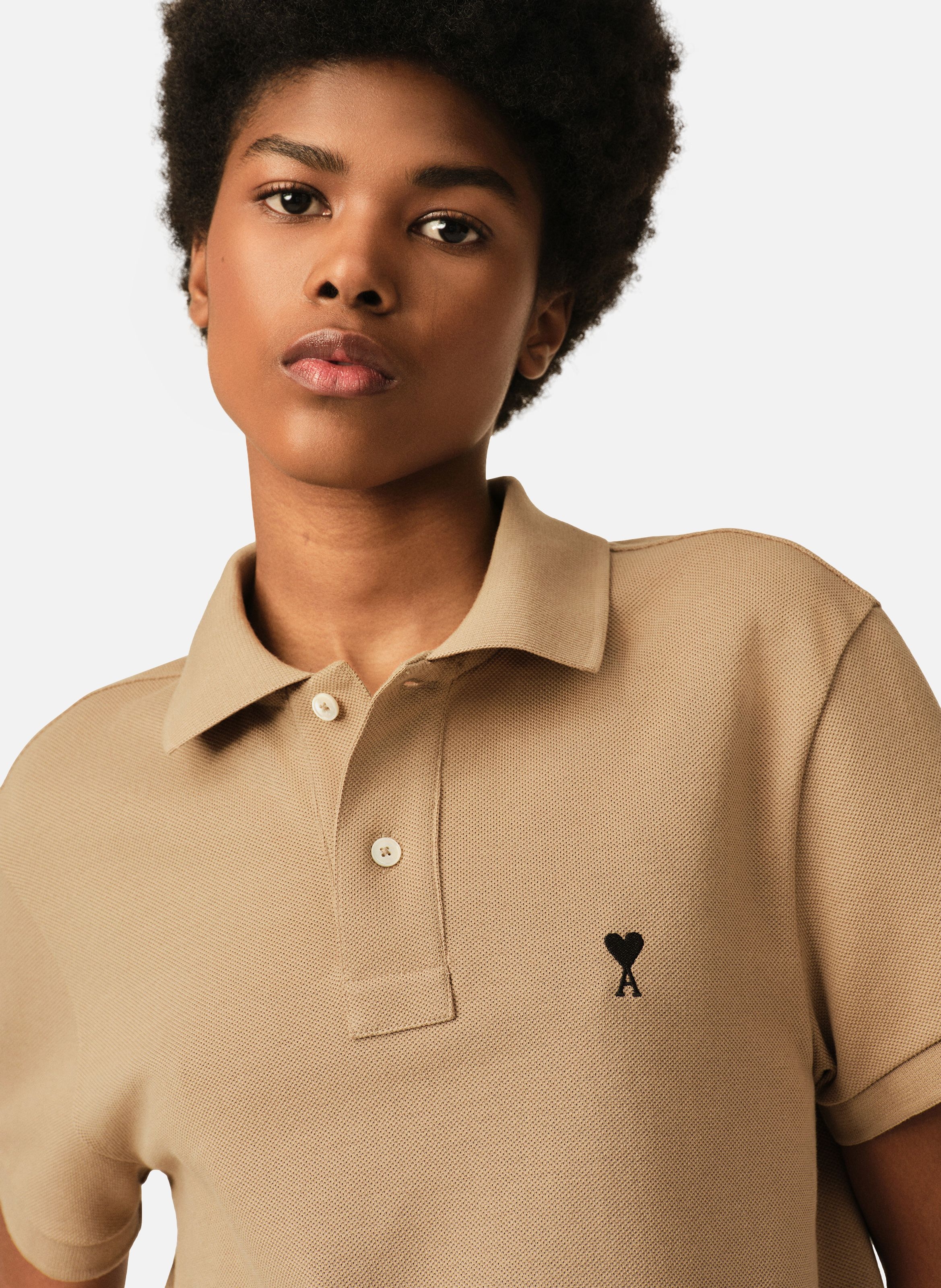 Polo en coton ami de coeur AMI PARIS Beige
