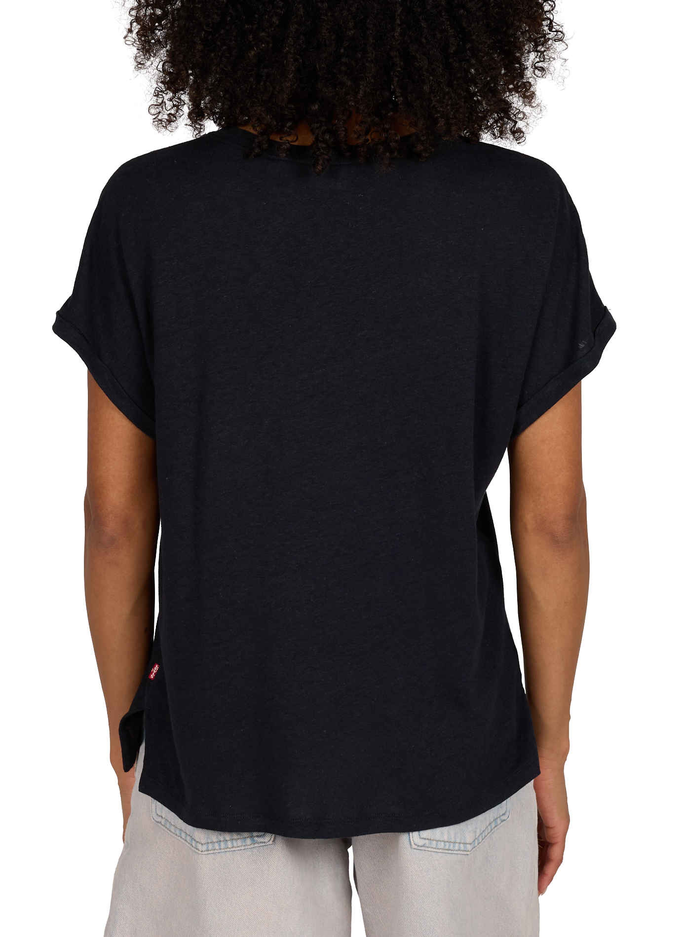 Einfarbiges T-Shirt mit Rundhalsausschnitt aus Leinenmischung. LEVI'S Schwarz