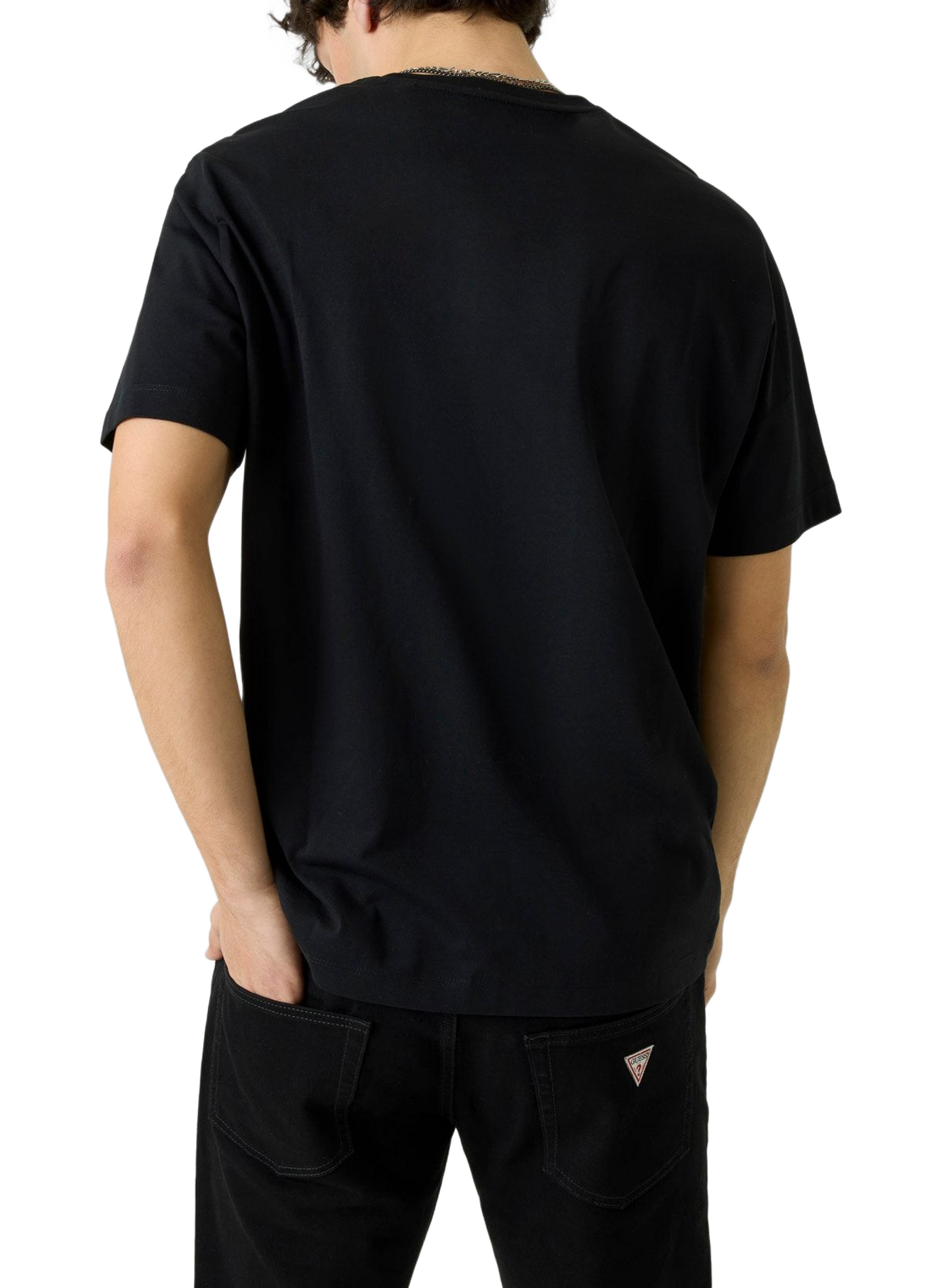 Kurzarm-Baumwollpullover GUESS Schwarz