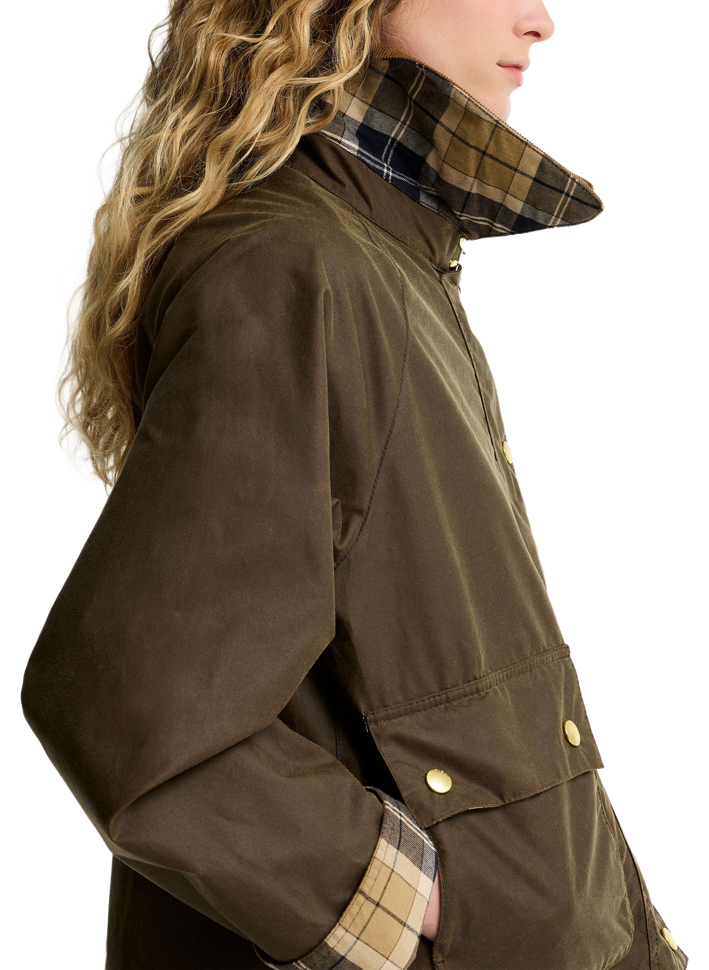 Veste droite col velours en coton BARBOUR Marron