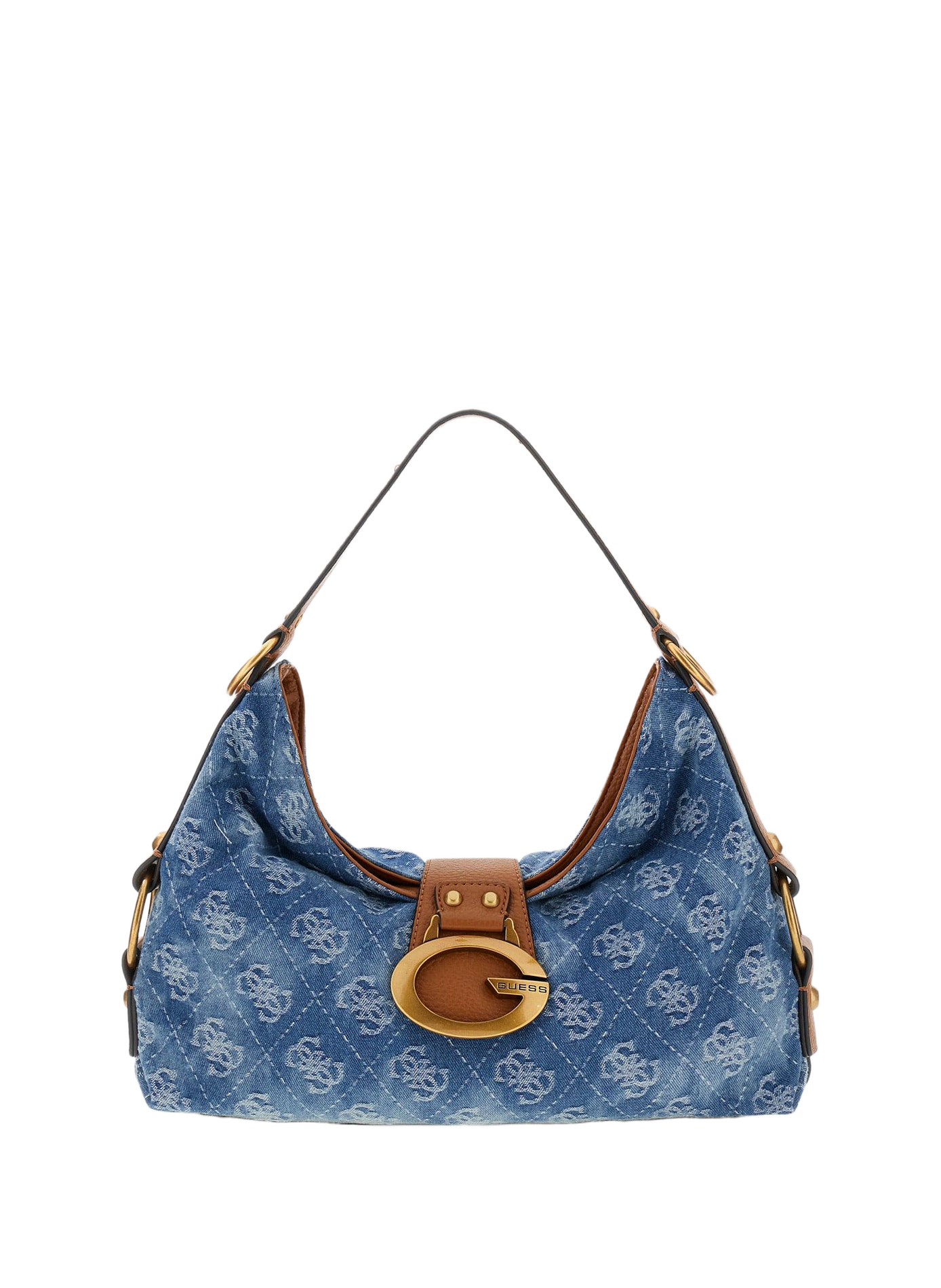 Sac baguette en coton mélangé imprimé GUESS Bleu