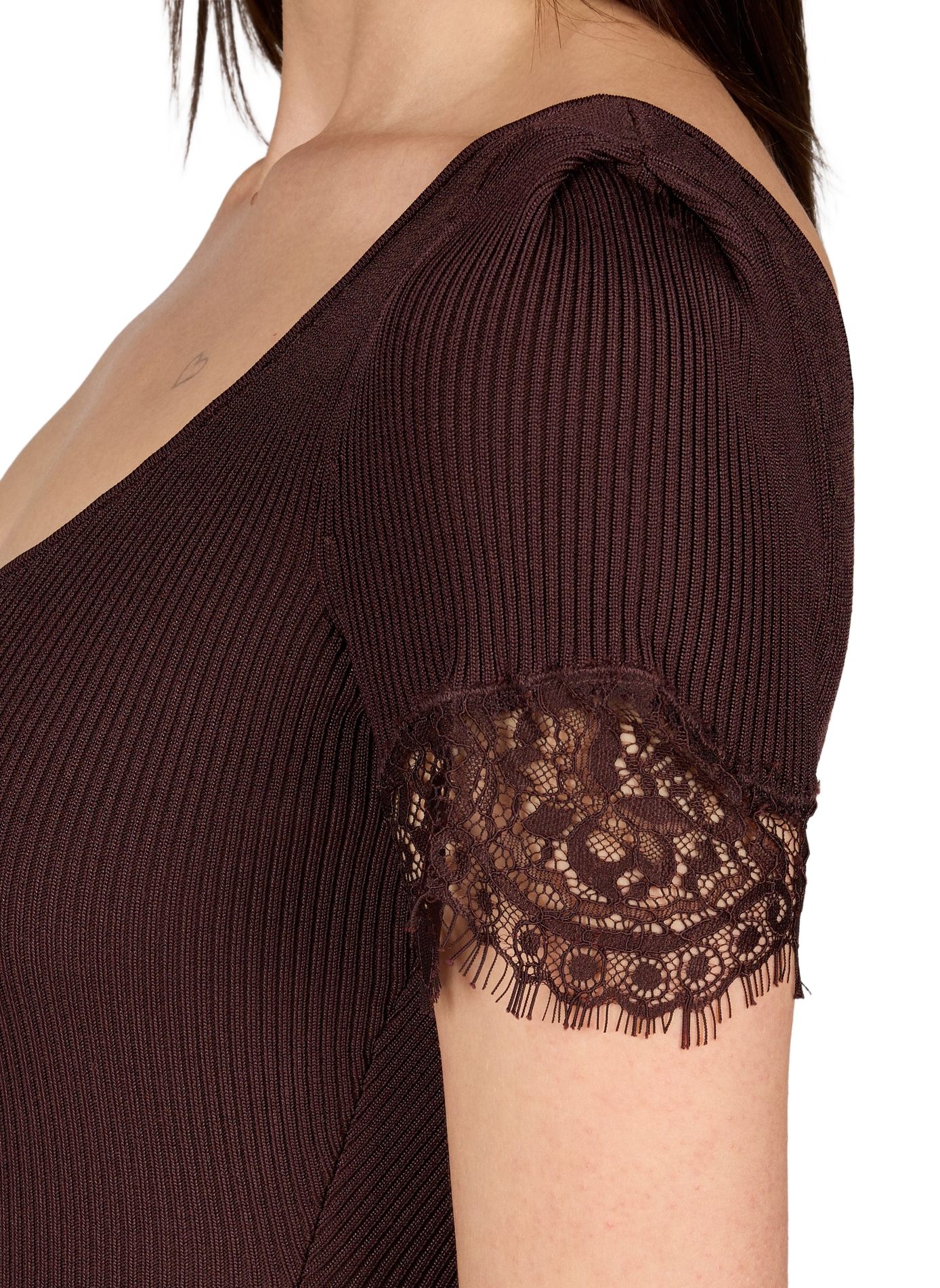 Fitted lace midi dress SELF PORTRAIT Brown