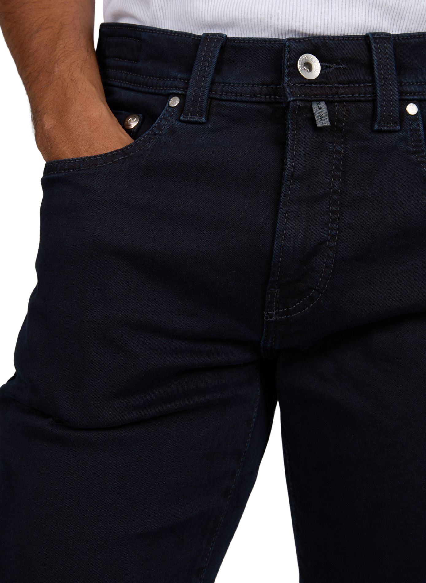 Eng anliegende Baumwoll-Leinen-Hose PIERRE CARDIN Blau