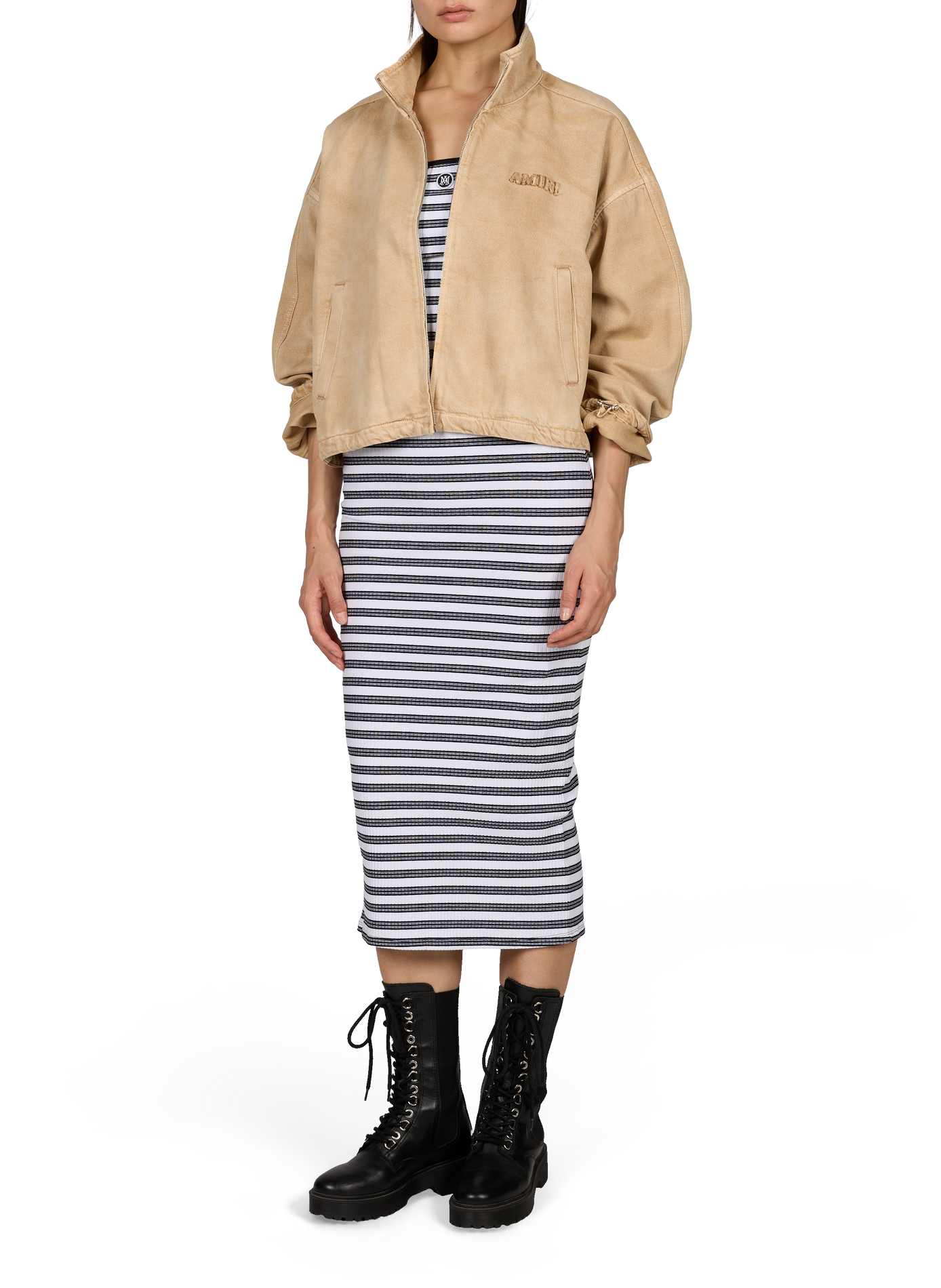 Weite Denim-Jacke aus Baumwollmischung AMIRI Beige