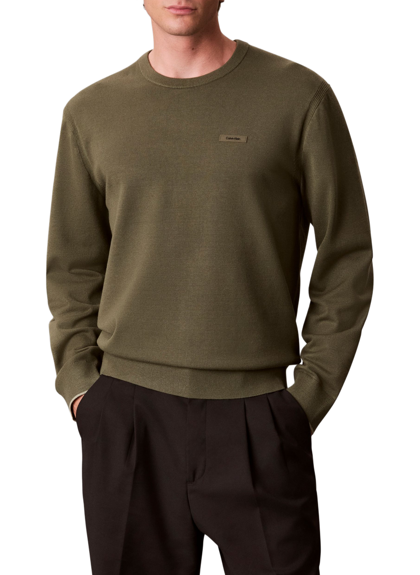 Pull manches longues à logo  CALVIN KLEIN Khaki