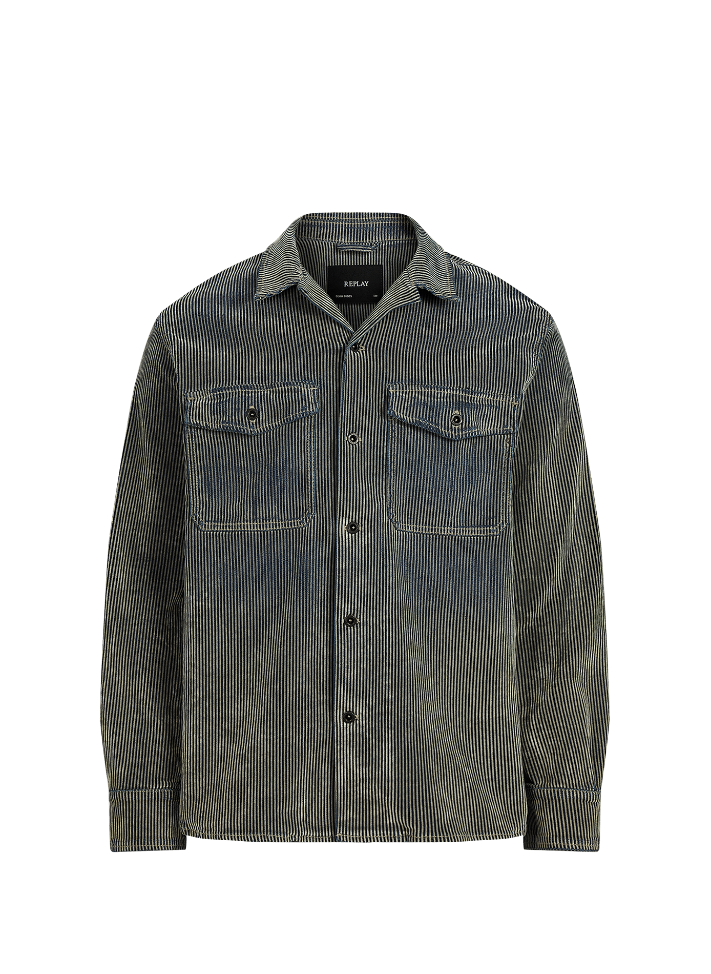 Gerade geschnittene Jacke mit Streifen aus Baumwollmischung REPLAY Blau